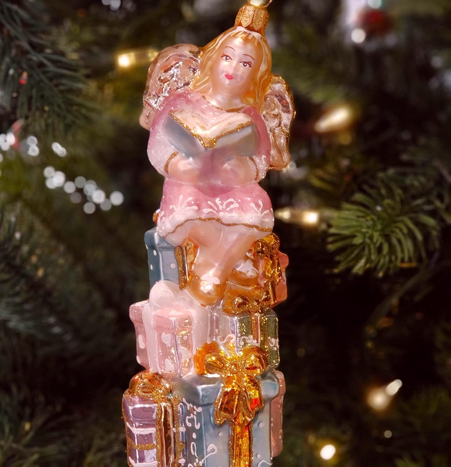 Miss Christmas 2025 Collection Christmas Angel Blown Glass Tree Ornament (Adorable Vintage Angel)