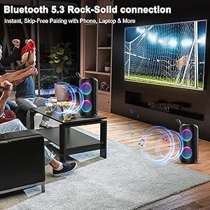 Bluetooth Speaker with 360HD Stereo Sound, BT5.3, Built-in Mic, RGB Lights, 2025 NEW Portable Wireless Speaker IPX7 Waterproof, Dustproof, 12H Playtime, Speaker for Outdoors, Home/Travel/Praty Beach