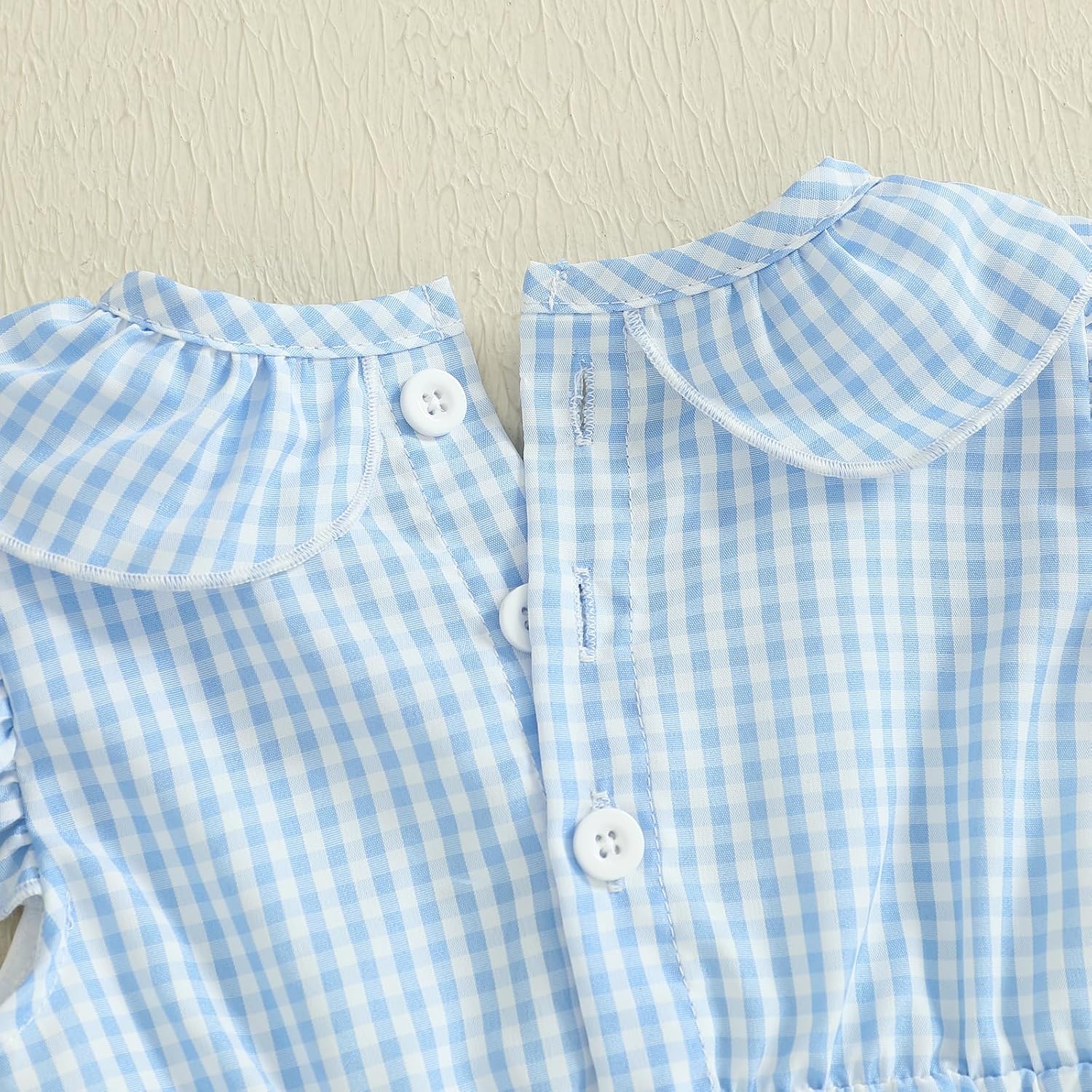 Aunties Bestie Baby Girl Clothes Aunt Saying Letter Embroidery Smocked Bubble Romper One-piece Ruffle Plaid Bodysuit - Image 6