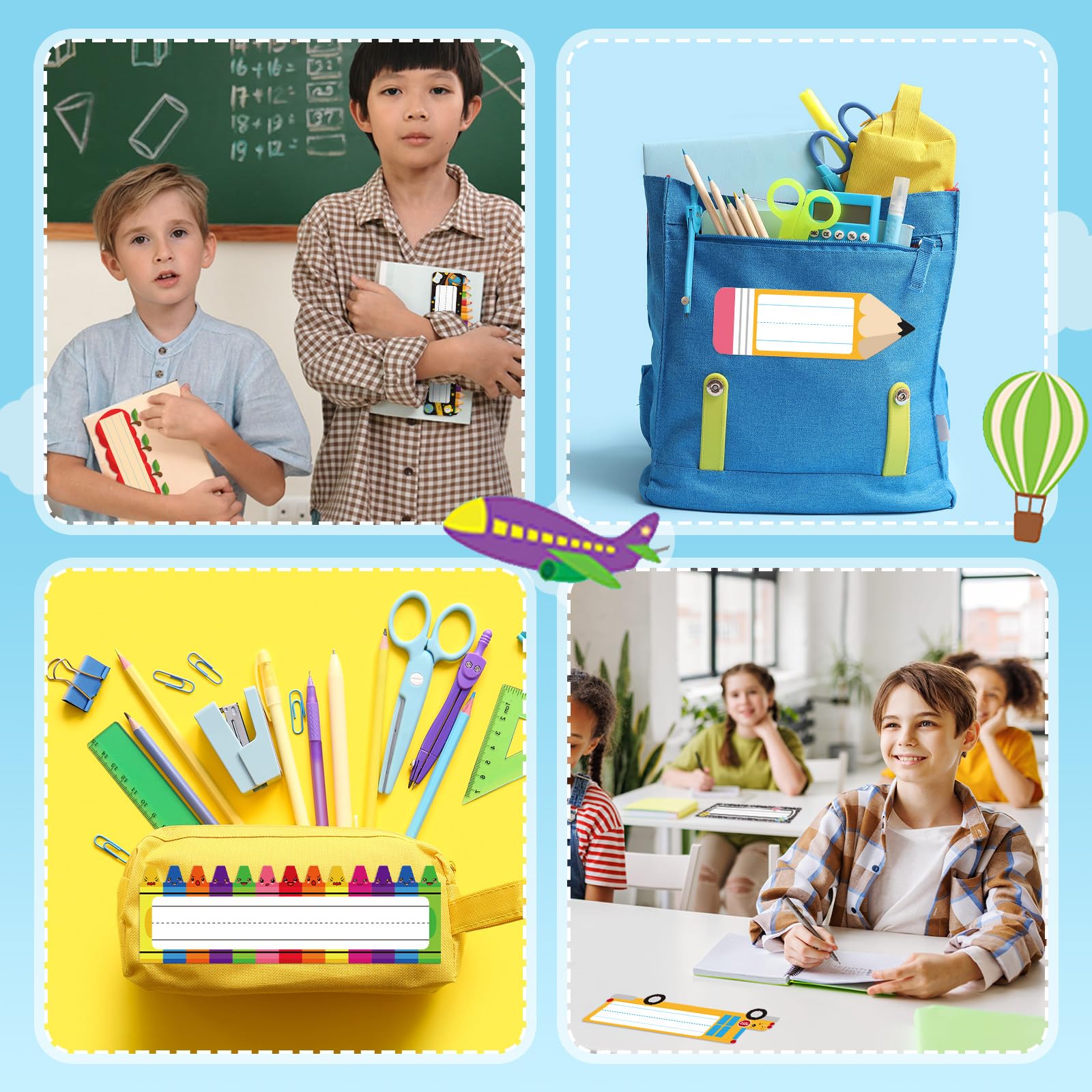 Eaasty Lot de 60 étiquettes de nom pour bureaux de classe, cahiers, crayons, étiquettes de bus, étiquettes pour la rentrée scolaire, le premier jour d'école, la maternelle, le casier, le tableau