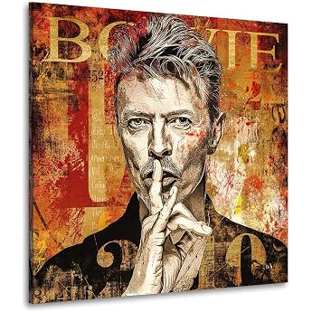 Art Designs24 Canvas Picture David Bowie Abstract Gold Style Music Wall Picture Canvas Wall Decoration XXL Wall Decoration Pictures Modern Art Picture Artwork Canvas High Quality Art Print