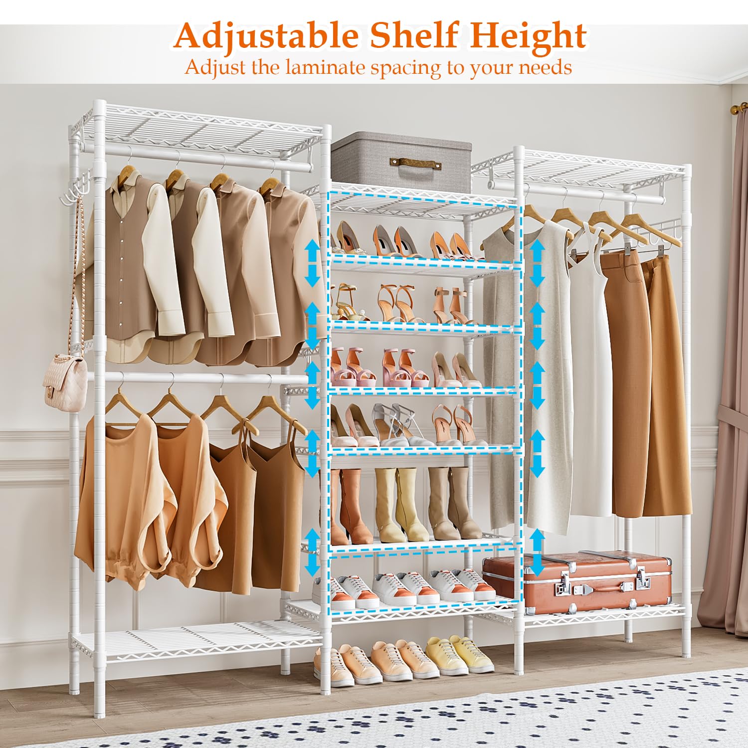 Appendiabiti Da Terra Fuyoula - Metallico, Regolabile 249-297cm, Porta Fino A 500kg - Foto 11