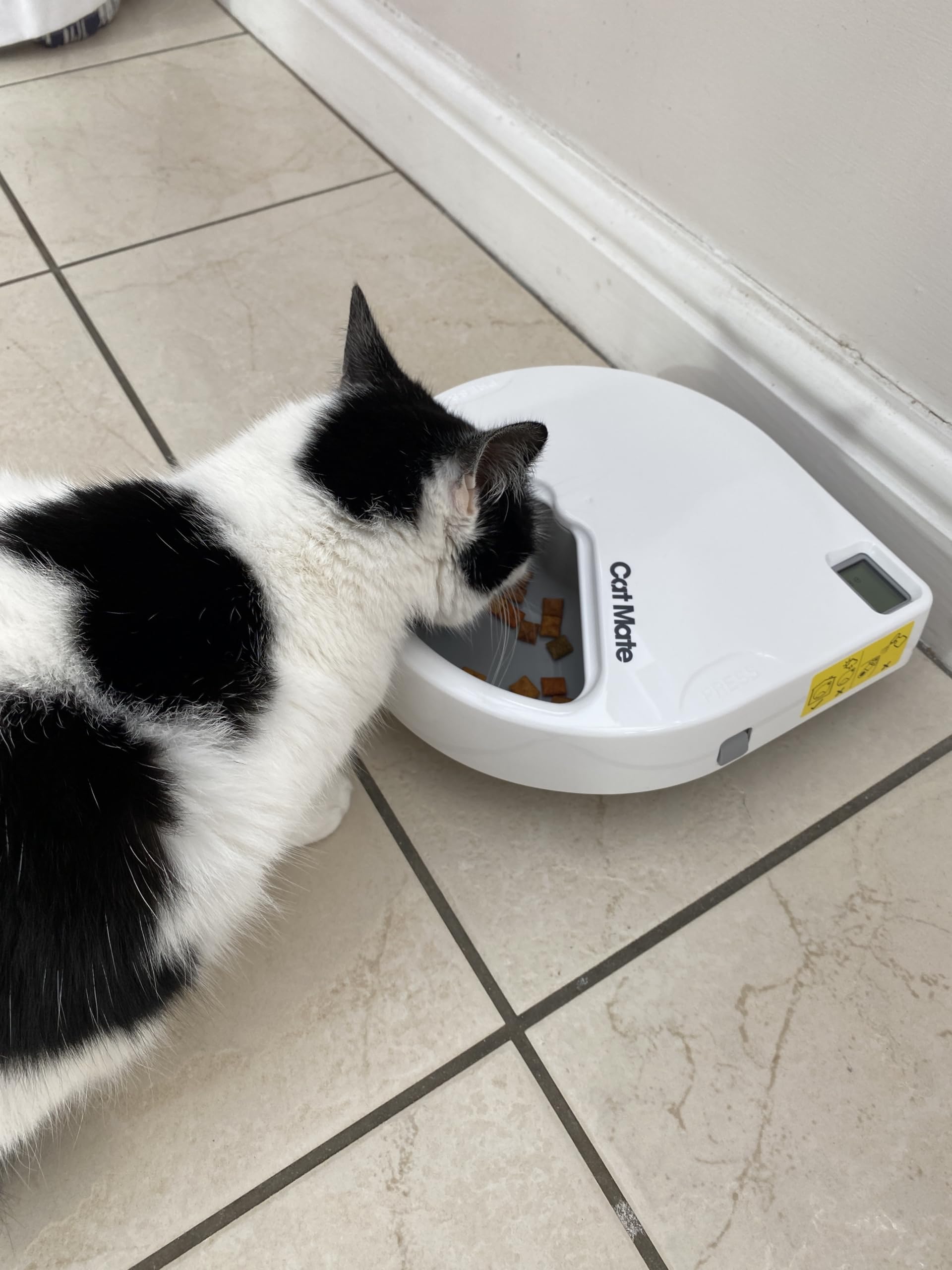 Cat Mate C300 Automatischer 3-Mahlzeiten-Futterautomat mit Digitalem Timer (366) – Für Katzen oder Kleine Hunde, Für Nass- und Trockenfutter, Mahlzeiten Bis zu 330 g Pro Stück, Weiß (Packung mit 2)