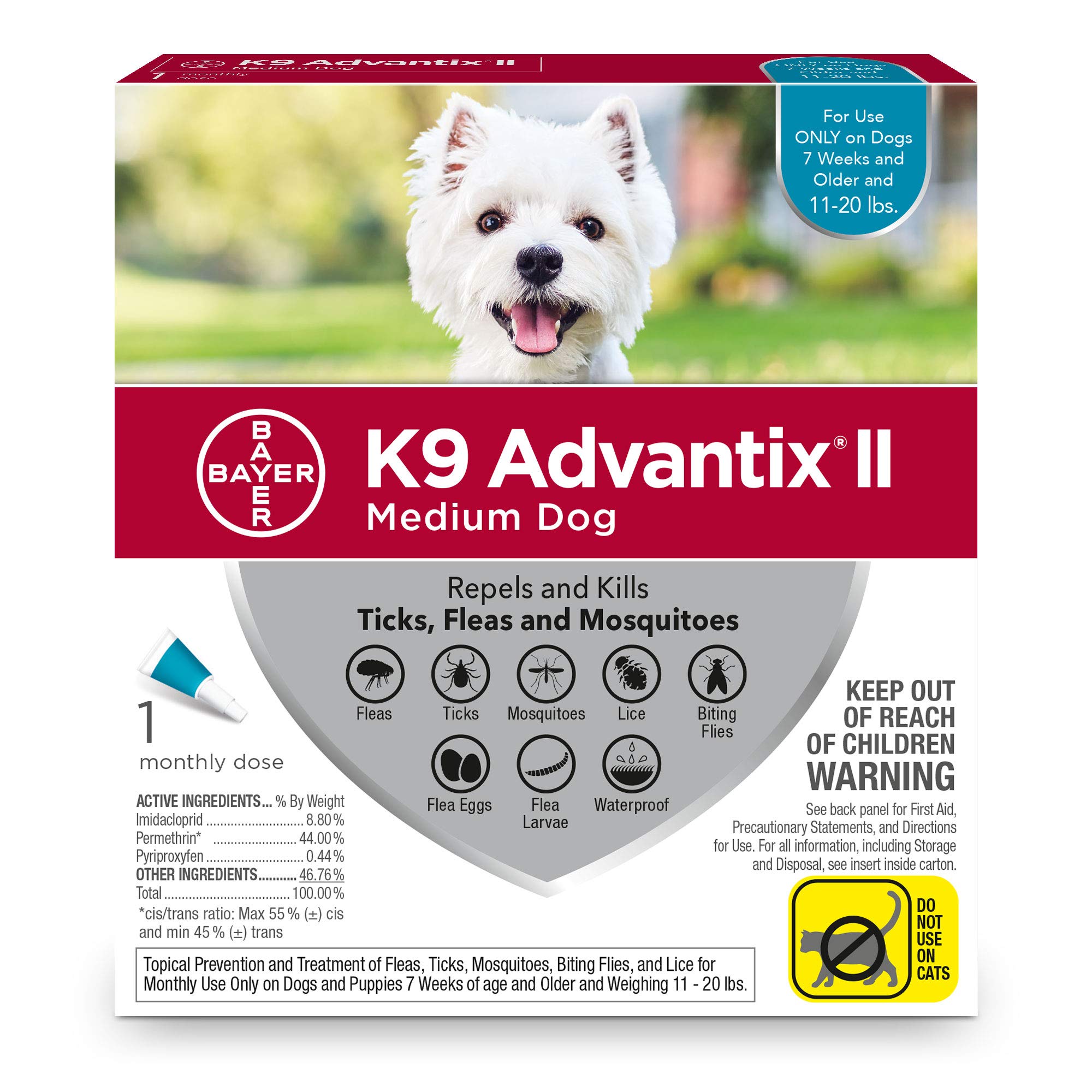 Photo 1 of K9 Advantix II Medium Dog Flea & Tick Treatment, 11-20 lbs