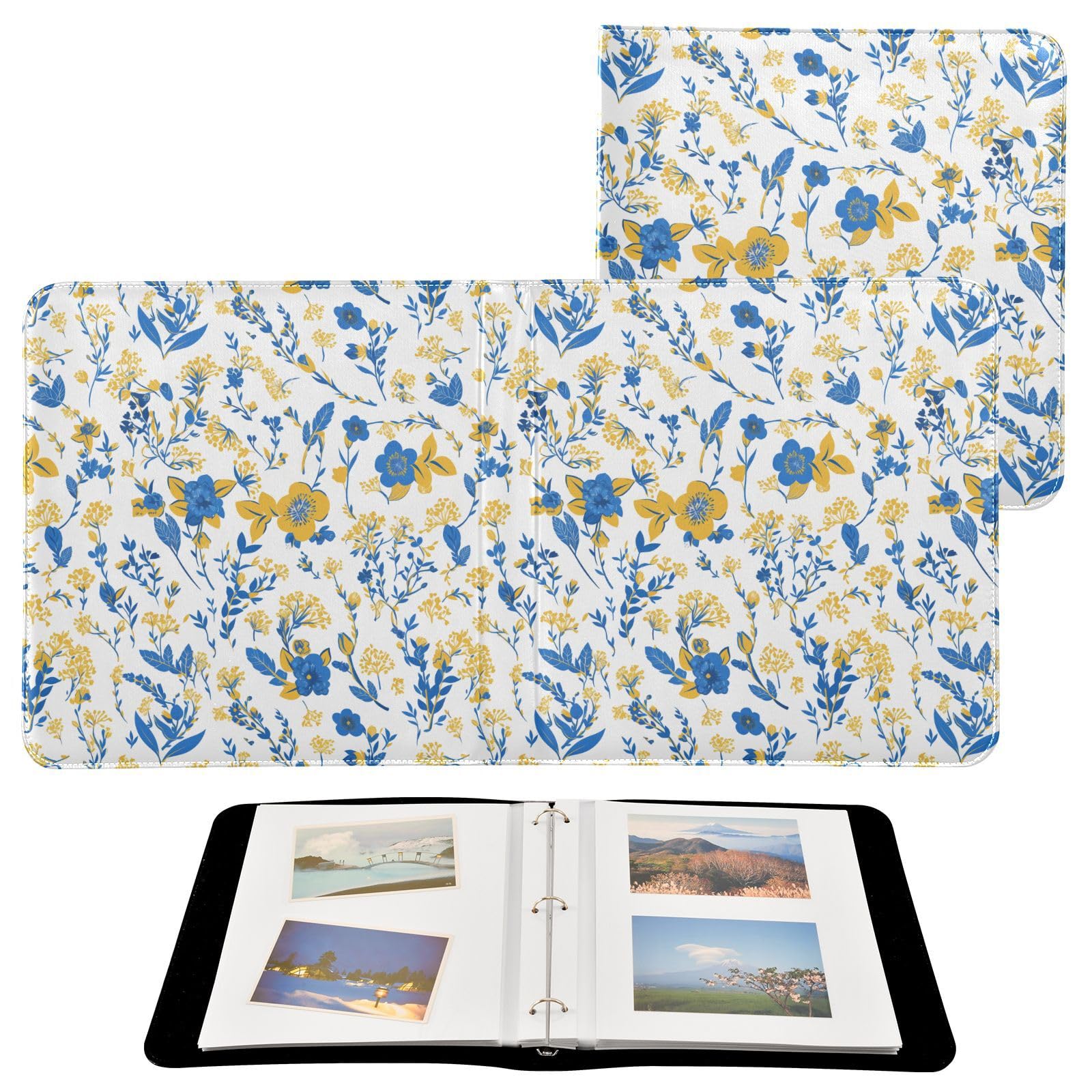 Álbumes familiares para fotos, álbumes de fotos para todos los tamaños, fotos de granja francesa, amarillo y azul, autoadhesivas, fotos de 4 x 6, 5 x 7, 6 x 8 pulgadas