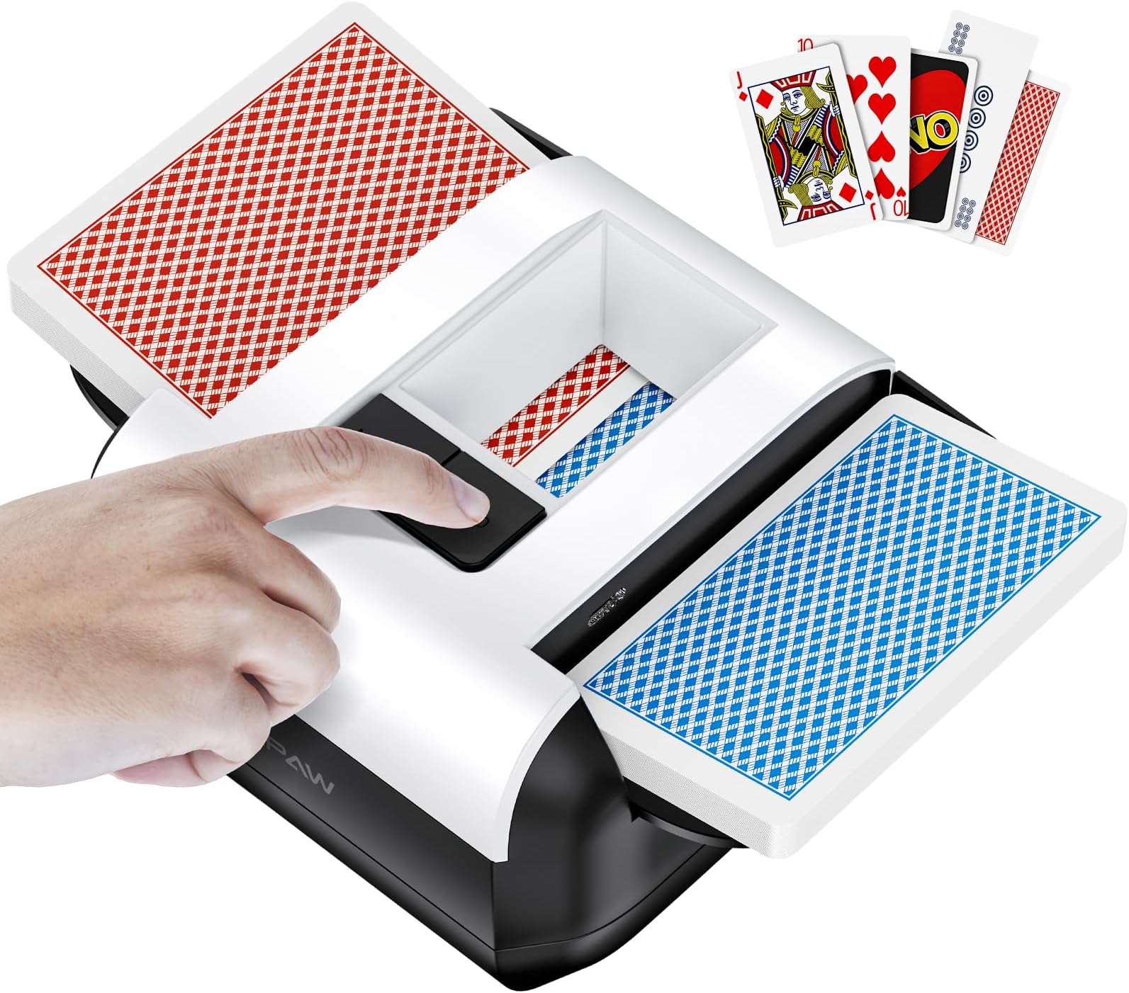 KPAW Automatic Card Shuffler 2 Deck, Rechargeable Automatic Card Shuffler with Dual Modes, Low Noise Portable Shuffler-Compatible with Poker, UNO, Bridge, Texas, Phase 10, Card Games for Family