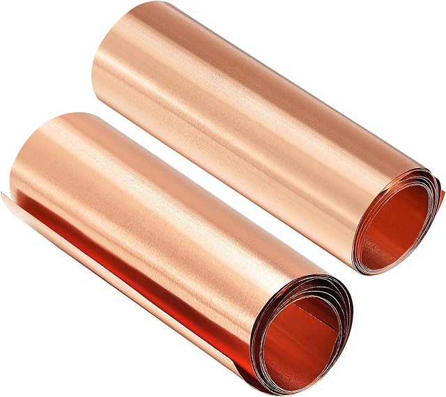 sourcing map Copper Sheet Roll, Metal Foil Plate 1000mm x 100mm x 0.01mm 2pcs