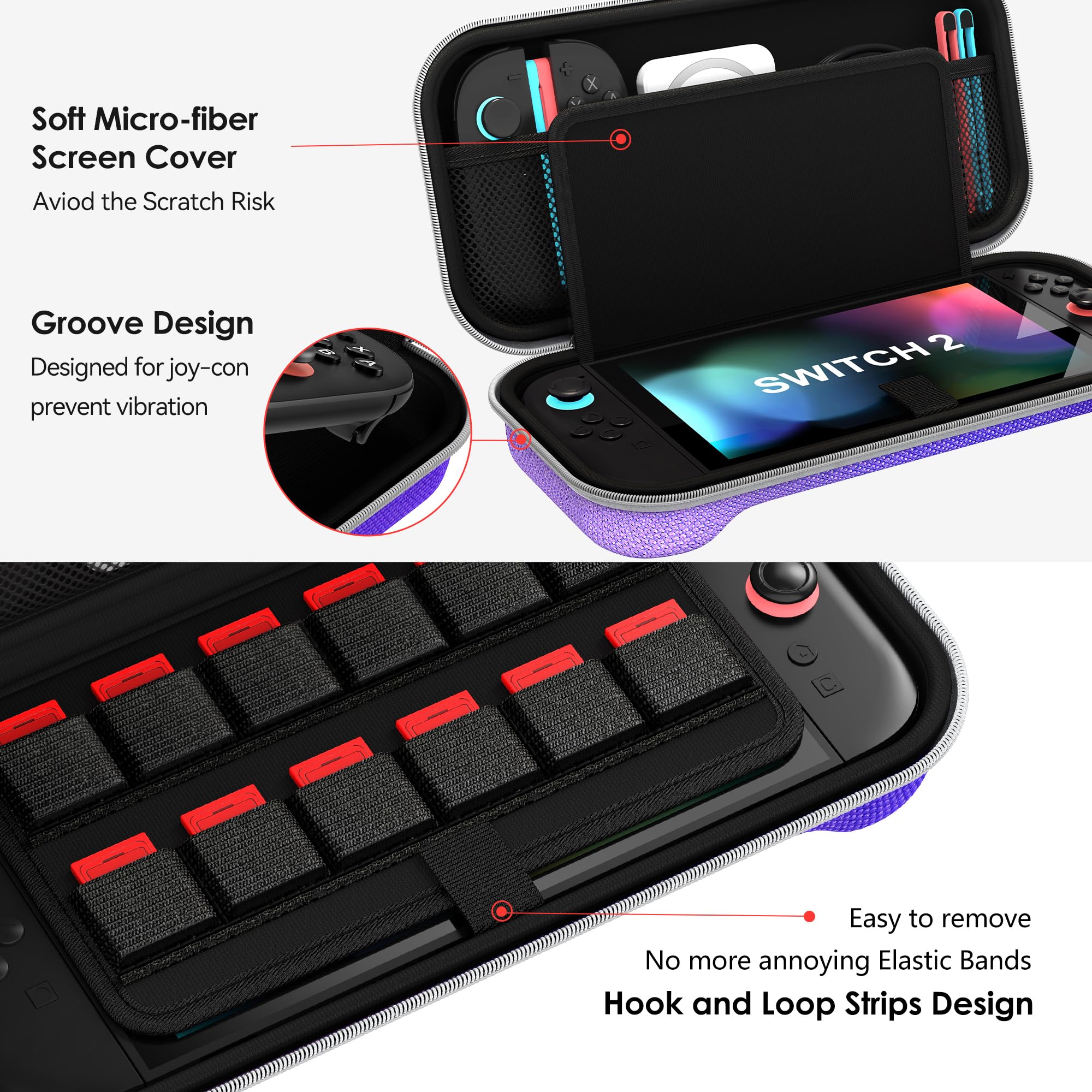 ivoler Pochette Etui de Transport pour Nintendo Switch 2 -Dégradé de Violet