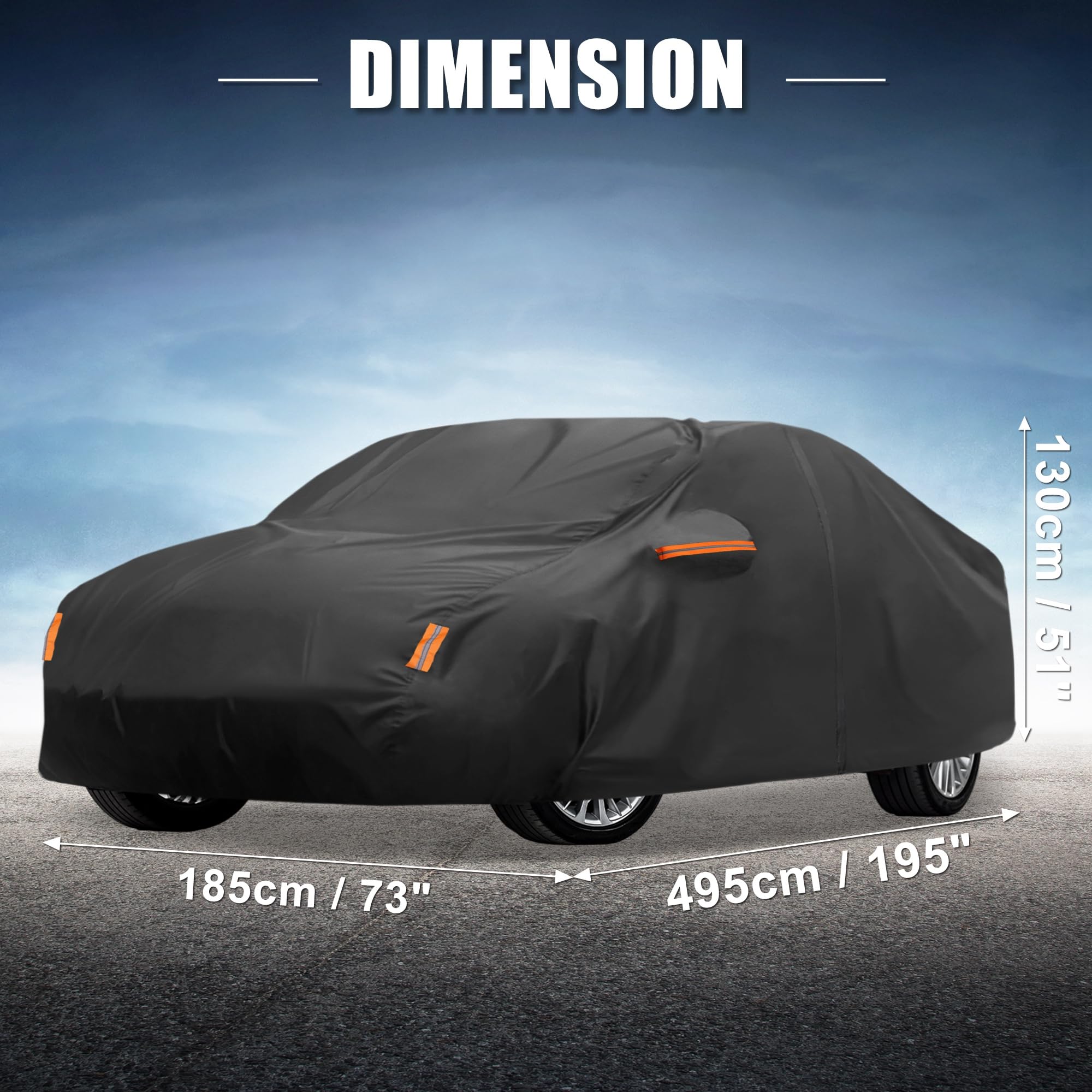 X AUTOHAUX Car Cover for Toyota Camry 2007-2022 210D-PU Outdoor Full Car Cover All Weather with Door Zipper — view 7