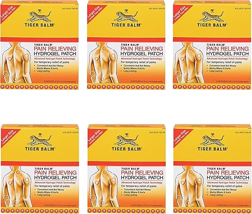Parche para alivio del dolor Tiger Balm Patch 4 pulgadas x 275 pulgadas paquetes con 5 unidades Paquete de 6