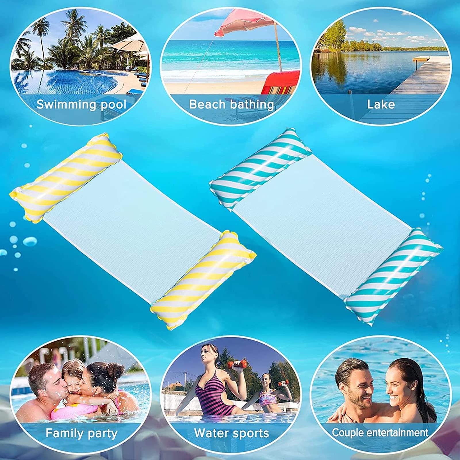 Xingsky Letto Galleggiante Gonfiabile, Materasso ad Aria per Piscina con Rete, Materassino Mare