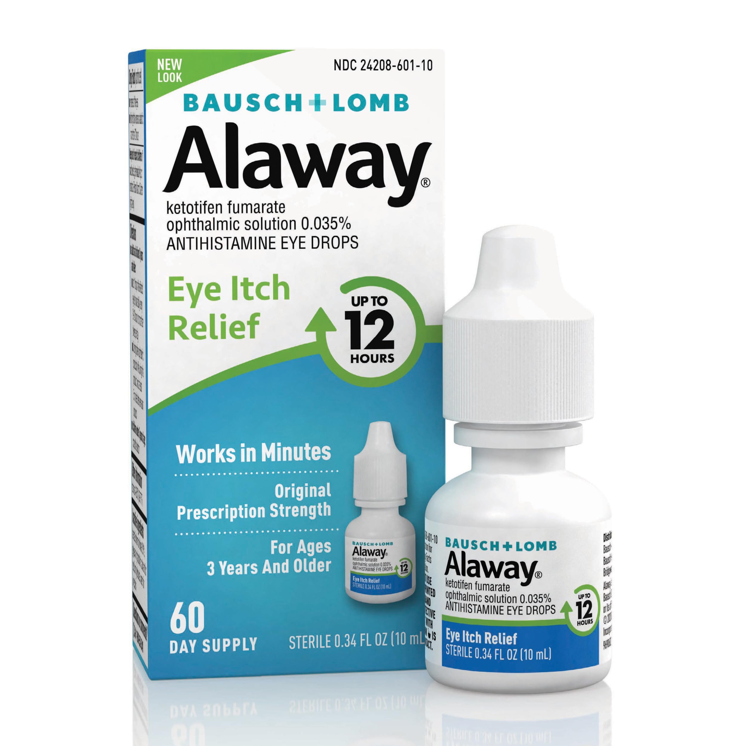 Antihistamine Eye Drops for Itchy Eyes, Fast-Acting, Up to 12-Hour Eye Itch Relief, Clinically Tested Prescription-Strength Formula, 0.34 Fl Oz