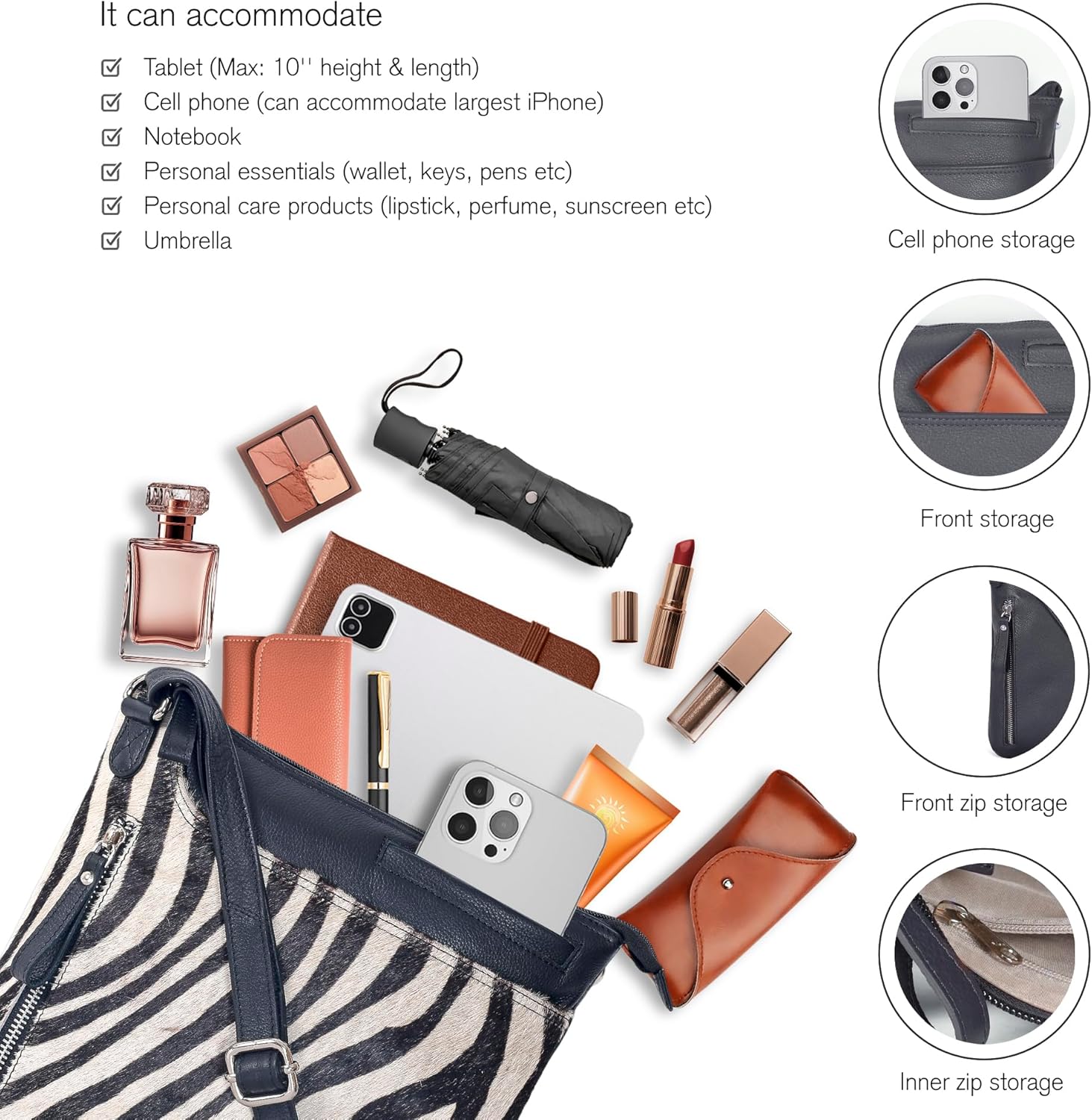 Leather Crossbody Bags for Women - Ladies Sling Handbags - Medium Cross body Purses Handbags - Purses For Women - Image 4