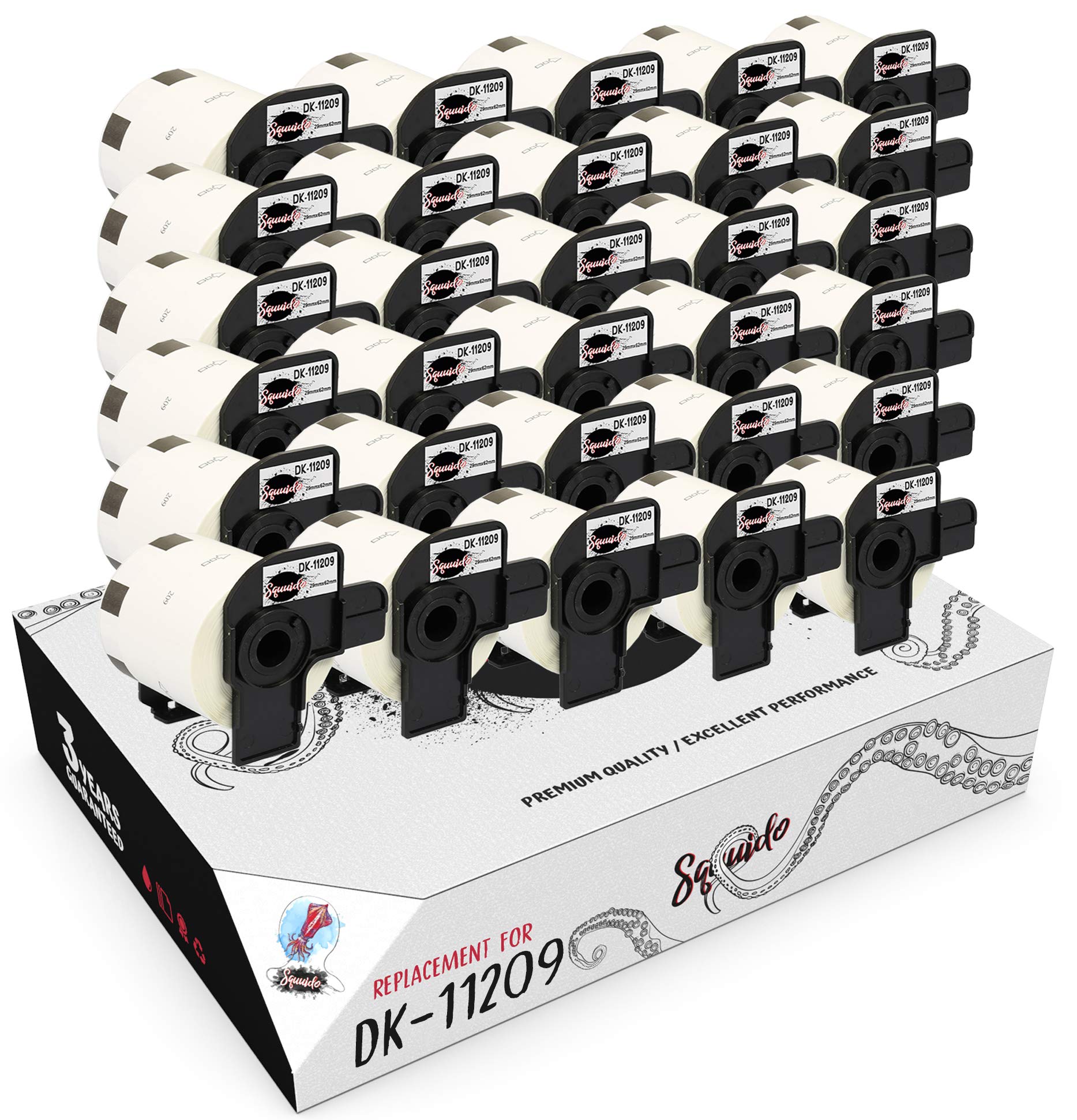30 rotoli DK-11209 DK11209 Etichette compatibili con Brother P-Touch QL-500 QL-550 QL-560 QL-570 QL-580 QL-700 QL-800 QL-810W QL-820NWB QL-1100 1110NWB | 29mm x 62mm | 800 etichette per Rotolo