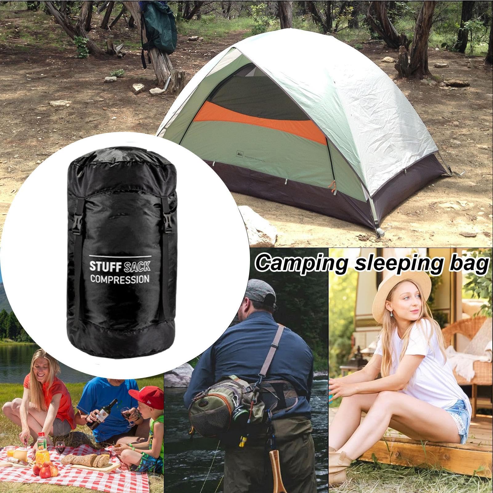 Worek kompresyjny do śpiwora,Worek kompresyjny do śpiwora sprzęt outdoorowy | Podróżne torby kompresyjne do przechowywania Artykuły turystyczne Kemping Piesze wycieczki Z plec