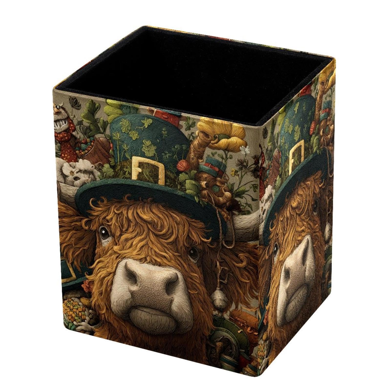 VAPOKF Pencil Holders for Desk, Highland Cow Printed Pen Holders Pen Pot Makeup Brushes Storage Desktop Stationery Supplies Organiser for Home Office