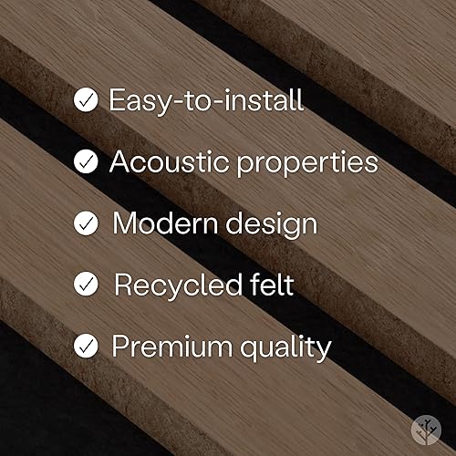 Miniatura 5 de Dos paneles de lama acústica de chapa de pared de madera, 240 x 32 cm cada uno, paneles insonorizados, absorción de sonido, 2 cm de profundidad,