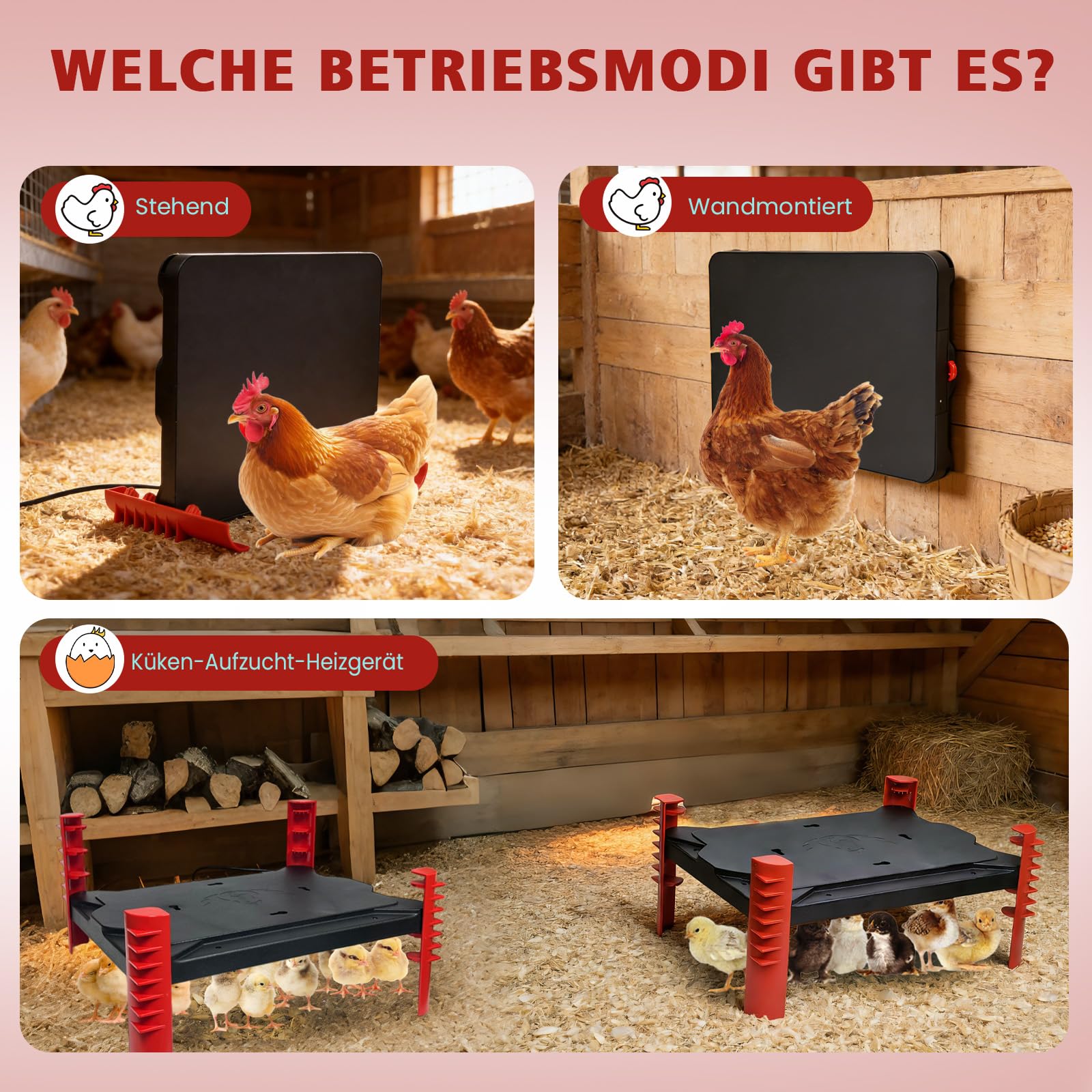 Wärmeplatte Küken,Temperatur einstellbar 20–80°C, Kükenwärmer & Hühnerstall Heizung 2-in-1,Heizplatte für Kükenaufzucht ,Kunstglucke, Alternative zur Wärmelampe, 150W 30x40cm
