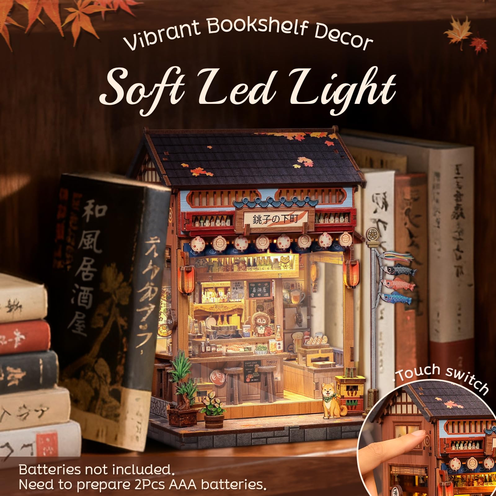 Cutefun Japanese Book Nook Kit - Kit Miniature per Libreria DIY per Adulti, Piccola Casa Puzzle 3D in Miniatura Regalo Artigianale per Donne, Ragazzi e Amanti della Lettura (Izaka-ya Kurosawa)