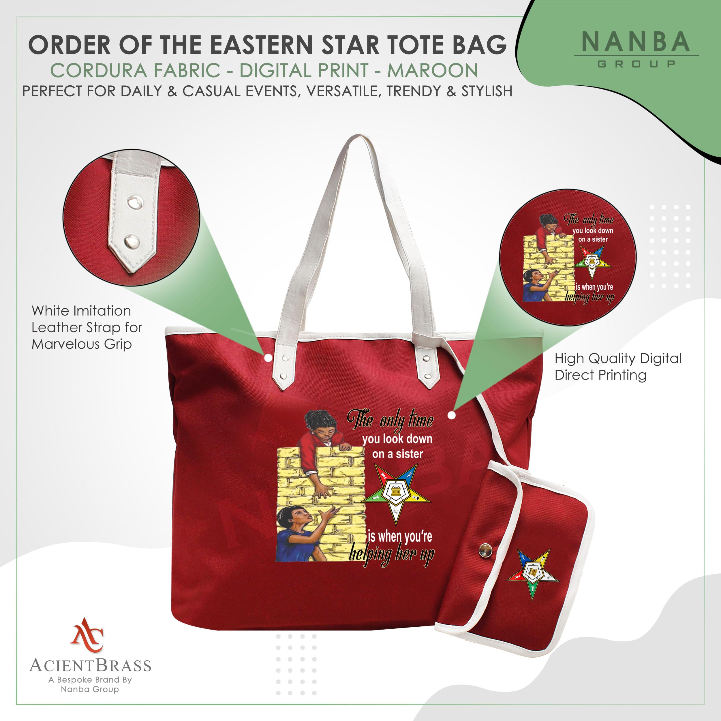 Order of the Eastern Star OES Tote Bag - Cordura Sisterhood Shoulder Bag