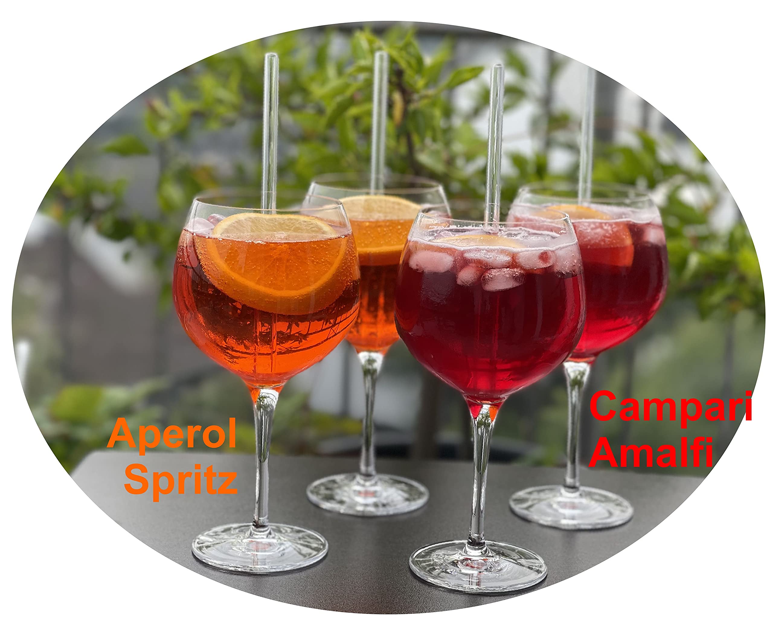 Topkapi Elite Lot de 6 verres à cocktail Amalfi XL I 13 pièces I Lot de 6 verres en cristal sans plomb I spécialement conçus pour Aperol Spritz/Campari Amalfi I avec 6 pailles en verre I 680 ml