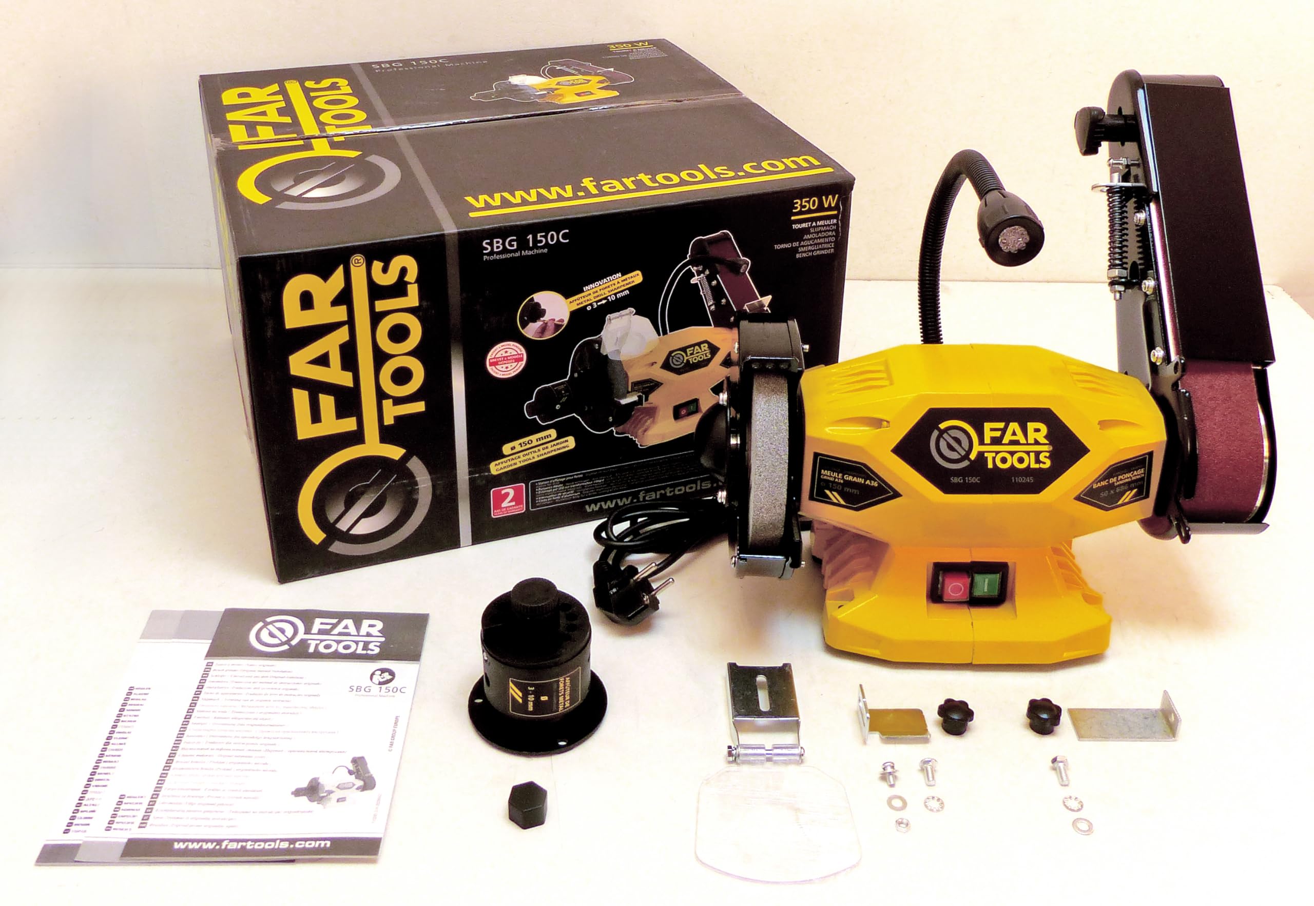 Fartools 110245 Touret à meuler 400 W Diamètre 150 mm Jaune