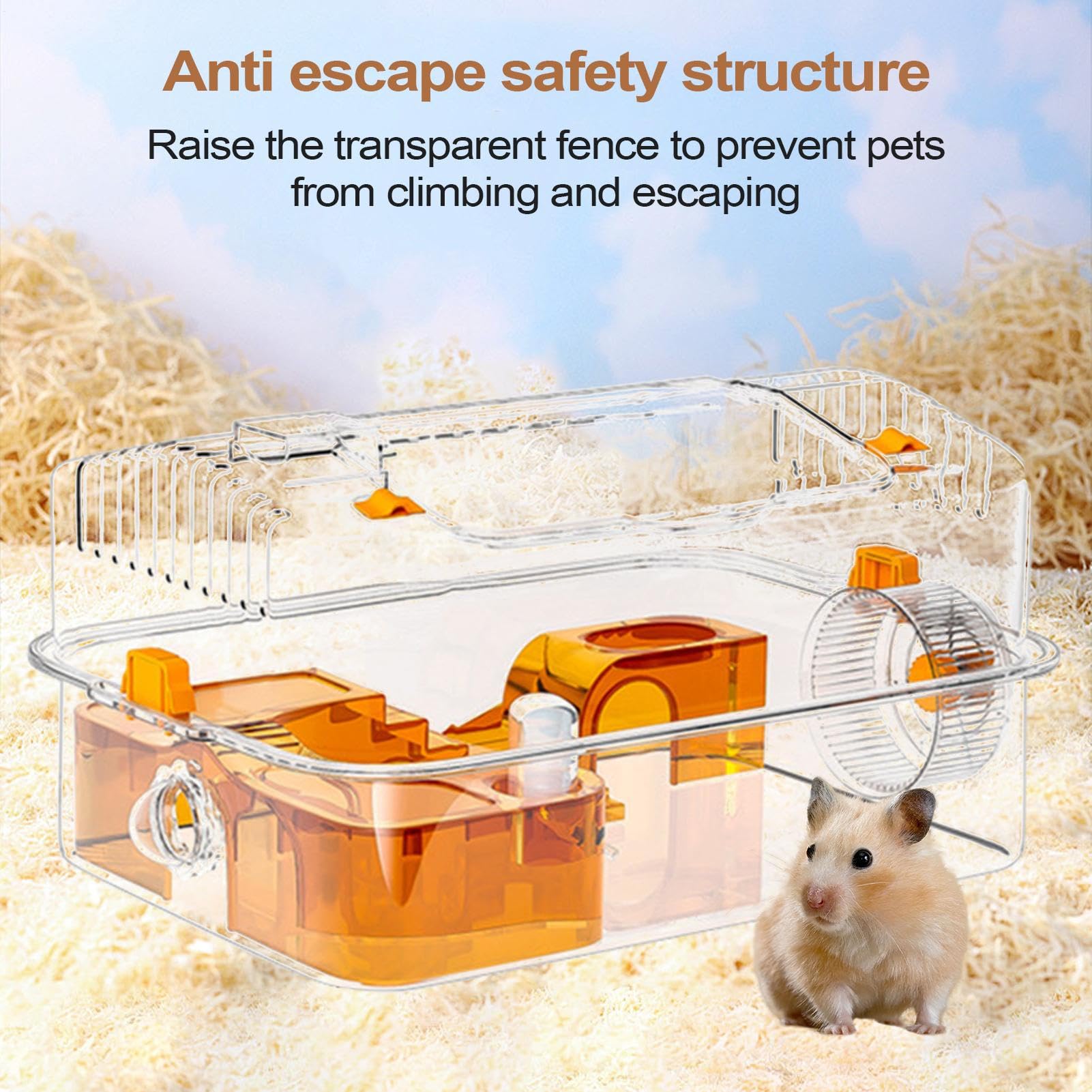 Casa per Criceti Con Bottiglia d'Acqua e Giocattoli Trasparenti | Box per Lettiera e Habitat per Topi per Piccoli Animali Domestici come Criceti Nani, Topi Siriani e Coniglietti, per Casa, ,