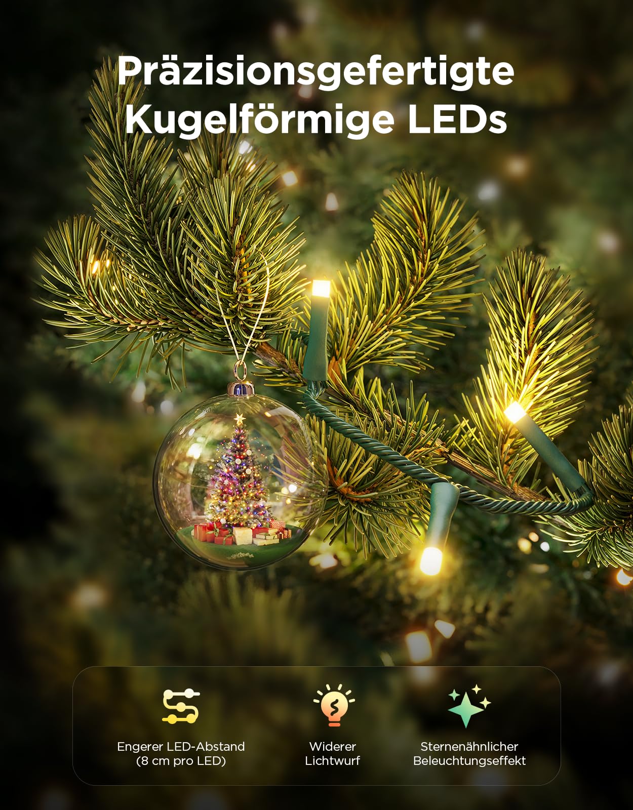 Govee Christmas Sparkle String Lights, Weihnachten Lichterkette für Innenräume, 20M RGBWIC-Leuchten mit 250 LEDs, 140+ Dynamische Szenenmodi für Weihnachtsdekorationen, APP-Steuerung mit Alexa