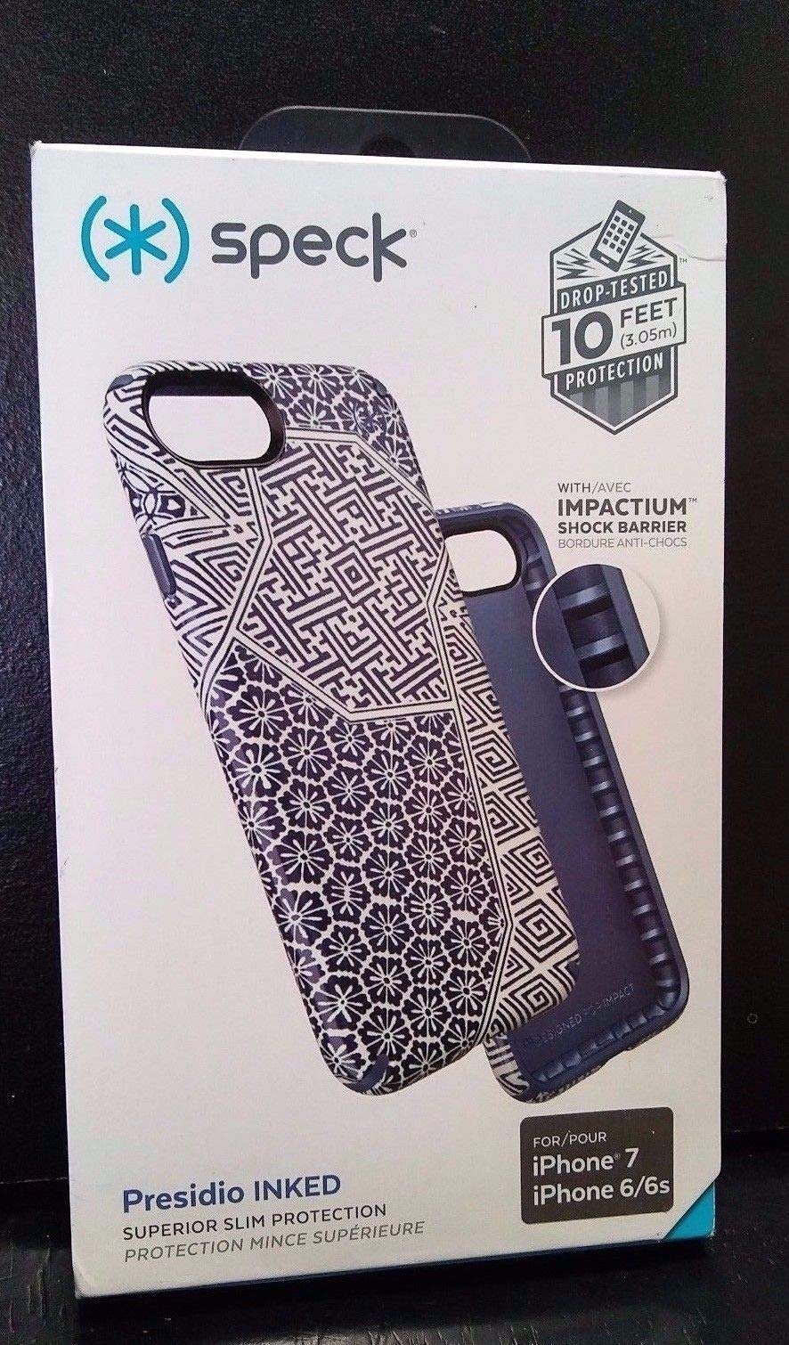 Speck 80225-5757 Presidio Inked Cell Phone Case for iPhone 7 Shibori Tile Blue Matte