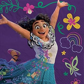 Multicolor Encanto Beverage Napkins (5" x 5") Pack Of 16 - Adorable & Vibrant Design, Soft & Absorbent Paper Napkins - Ideal For Themed Parties & Events