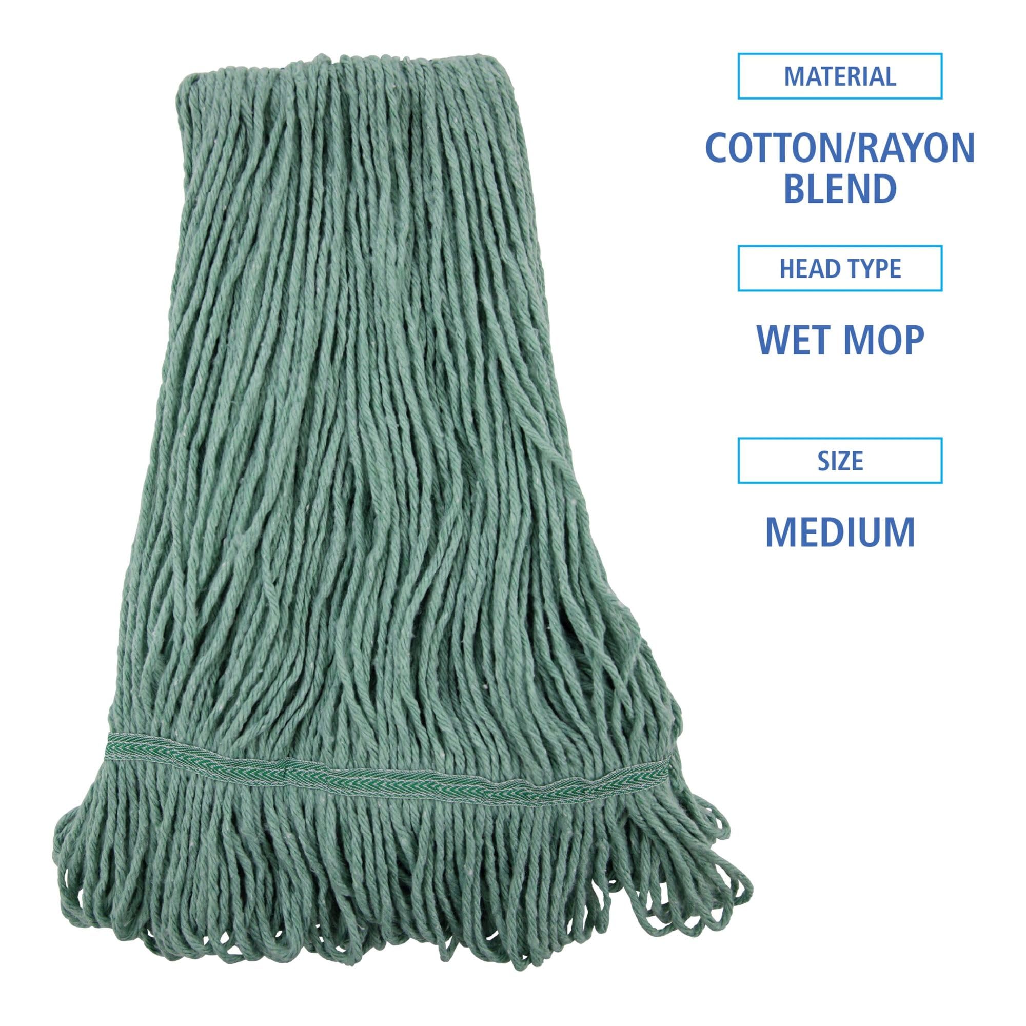 Boardwalk Mop Head, Premium Standard Head, Cotton/Rayon Fiber, Medium, Green, 12/Carton