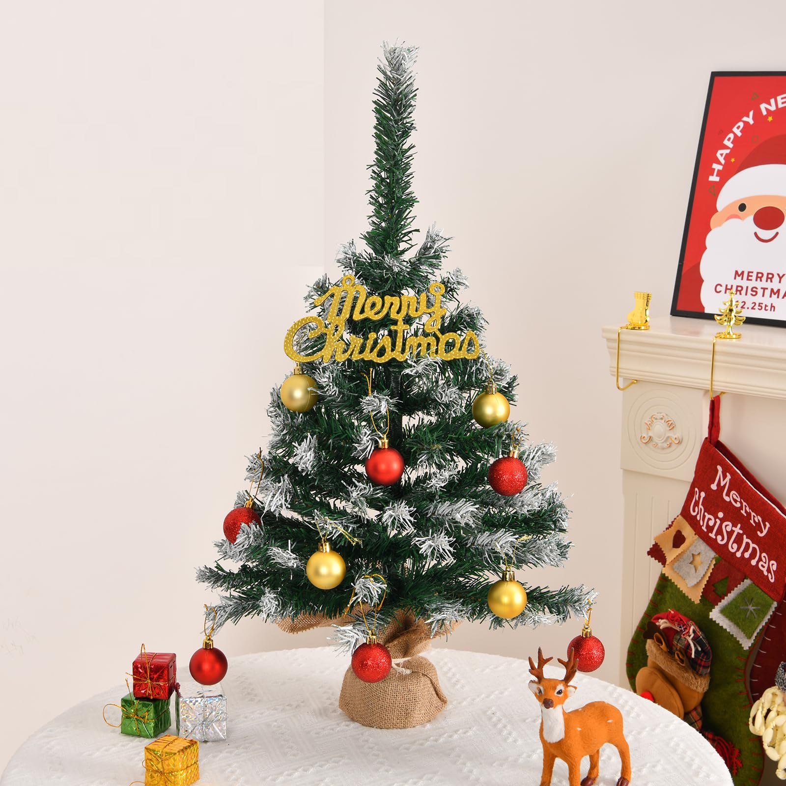Amazon.de: LEADZM Mini Weihnachtsbaum, knstlicher Weihnachtsbaum mini 60 cm  - klein knstlich geschmckt fr Weihnachten Deko, Grn&Wei ohne Dekoration
