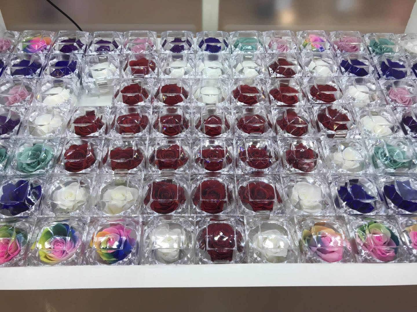 Enchanted Rose in Acrylic Crystal Ring Box Handmade Real Preserved Fresh Flower Best Romantic Gift for her Mother's Day Christmas Surprise Mom Wife NOT Silk (Blue) - Image 5