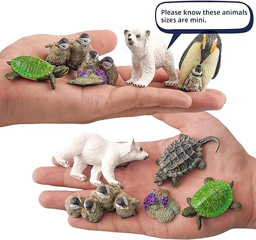 Miniatura 2 de VonkoTuo Juguetes de animales marinos, 8 piezas, figuras de animales árticos, oso polar, pingüino, tortuga, modelo, decoración de pasteles, regalos