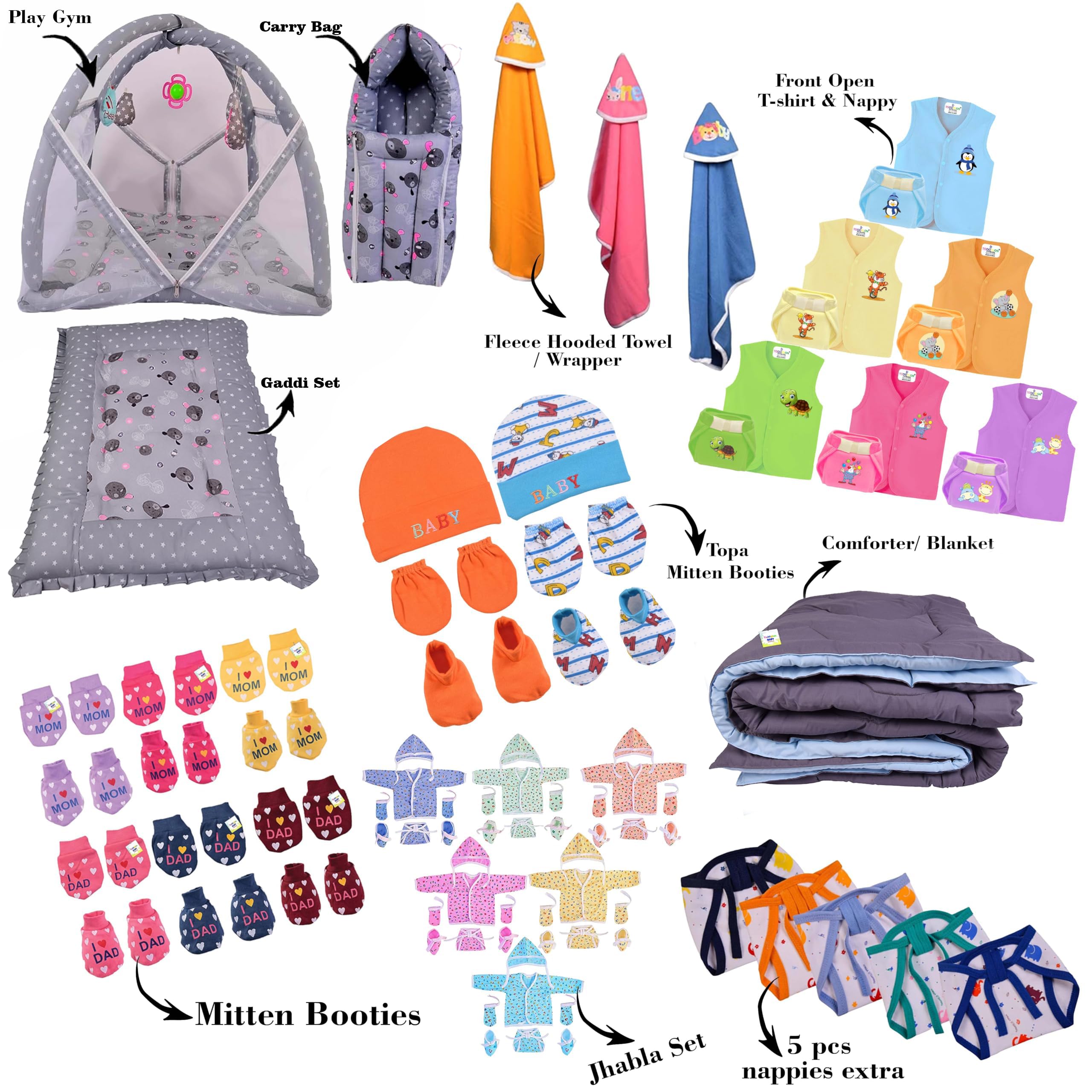 Toddylon 76 in 1 New Born Baby Essentials Kit | Baby Combo Set for
