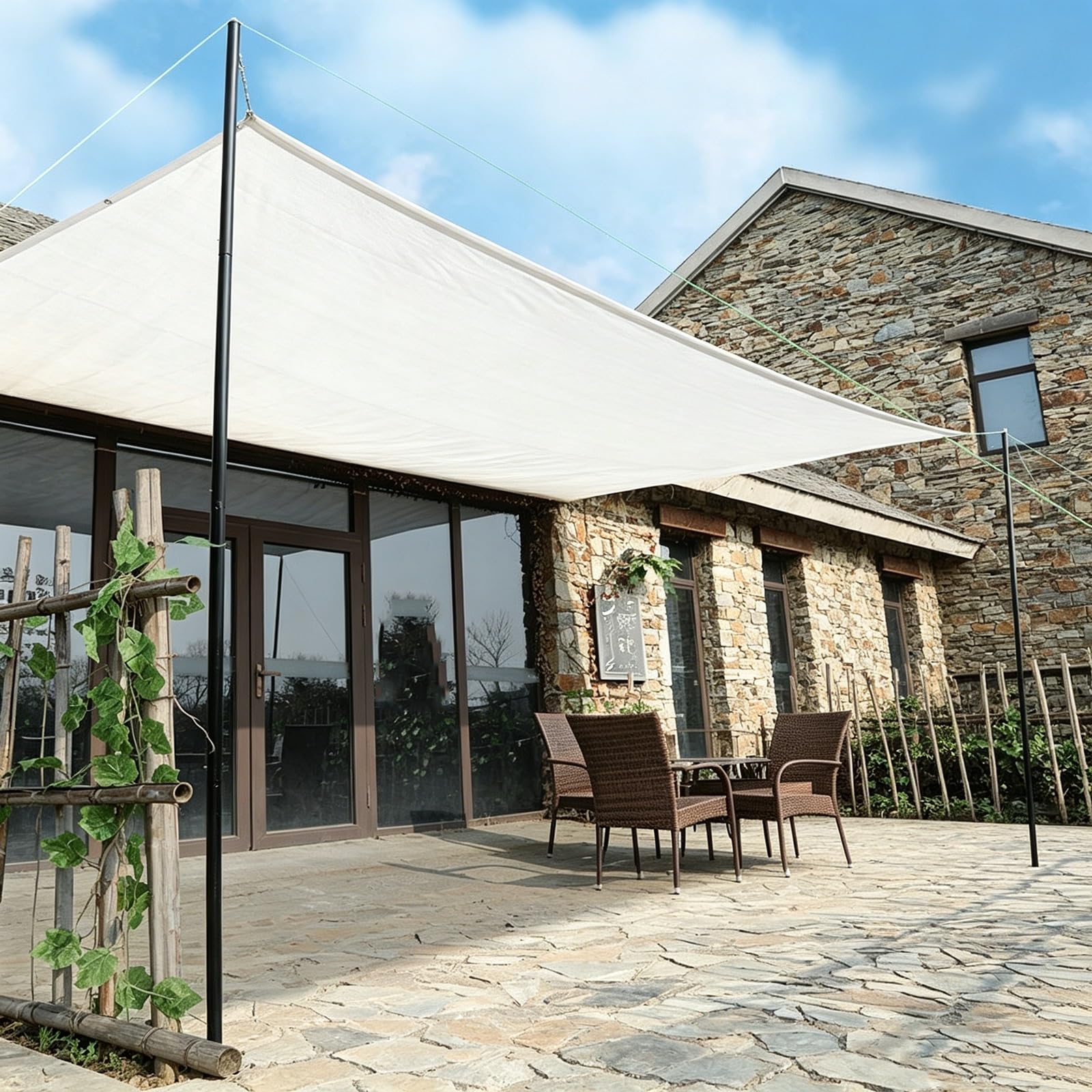 85% Malla Sombra Resistente - Tela Sombreadora Extra Densa de HDPE con Ojalillos Cada 50cm, Costura Reforzada de 6 Bordes, Cubierta Exterior para Patio Jardín Planta Coche Refrigeración(4.0x5.0m)