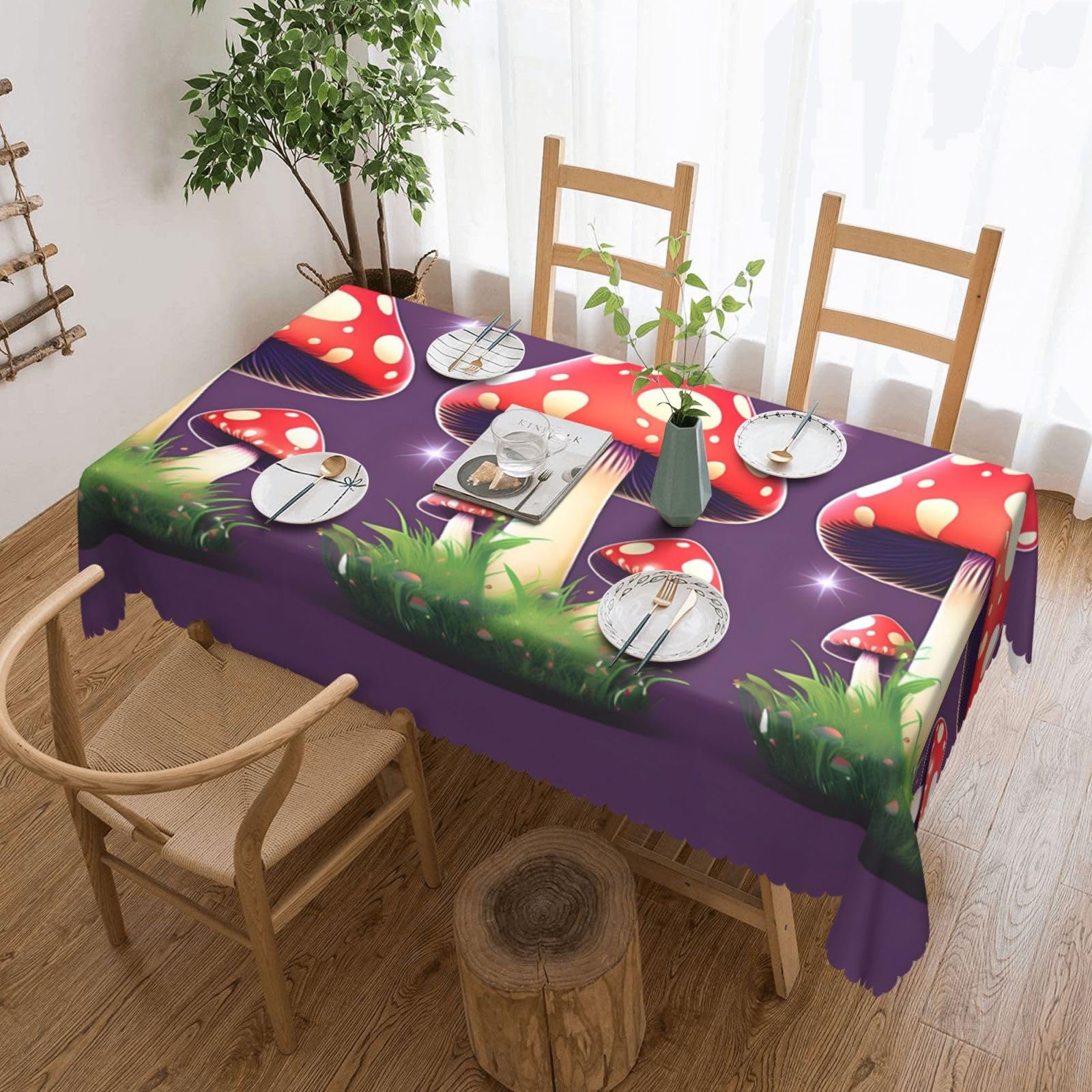 Nappe de table imperméable et réutilisable contre les taches motif champignon rouge magique