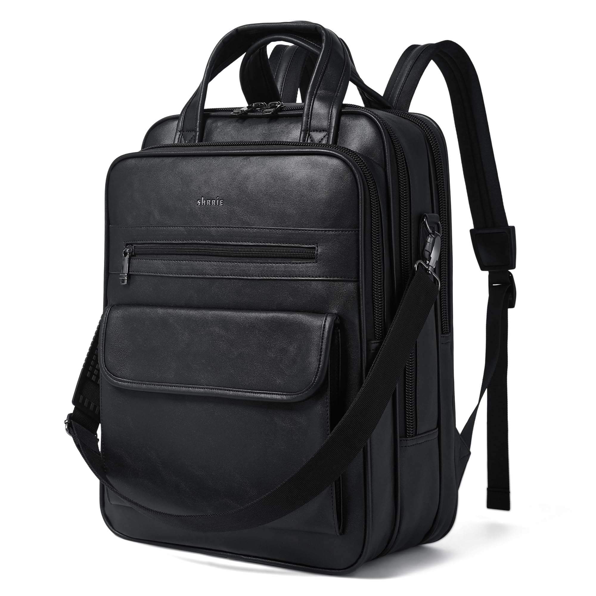 Shrrie Zaino per computer portatile per donne e uomini, computer in pelle vegano da 15,6 pollici Zaino professionale resistente all'acqua il lavoro Business College Travel Office,