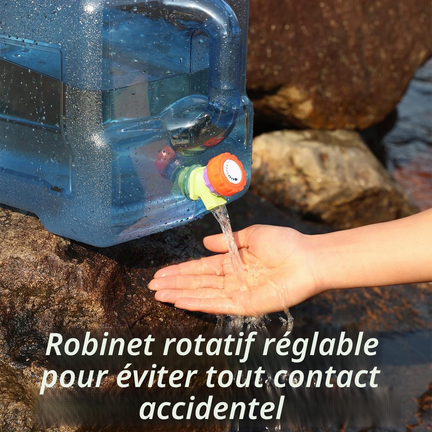 Bidon Eau 5-22L avec Robinet, Jerrican Alimentaire Camping, Réservoir Plastique Cuisine Camping-Car Van