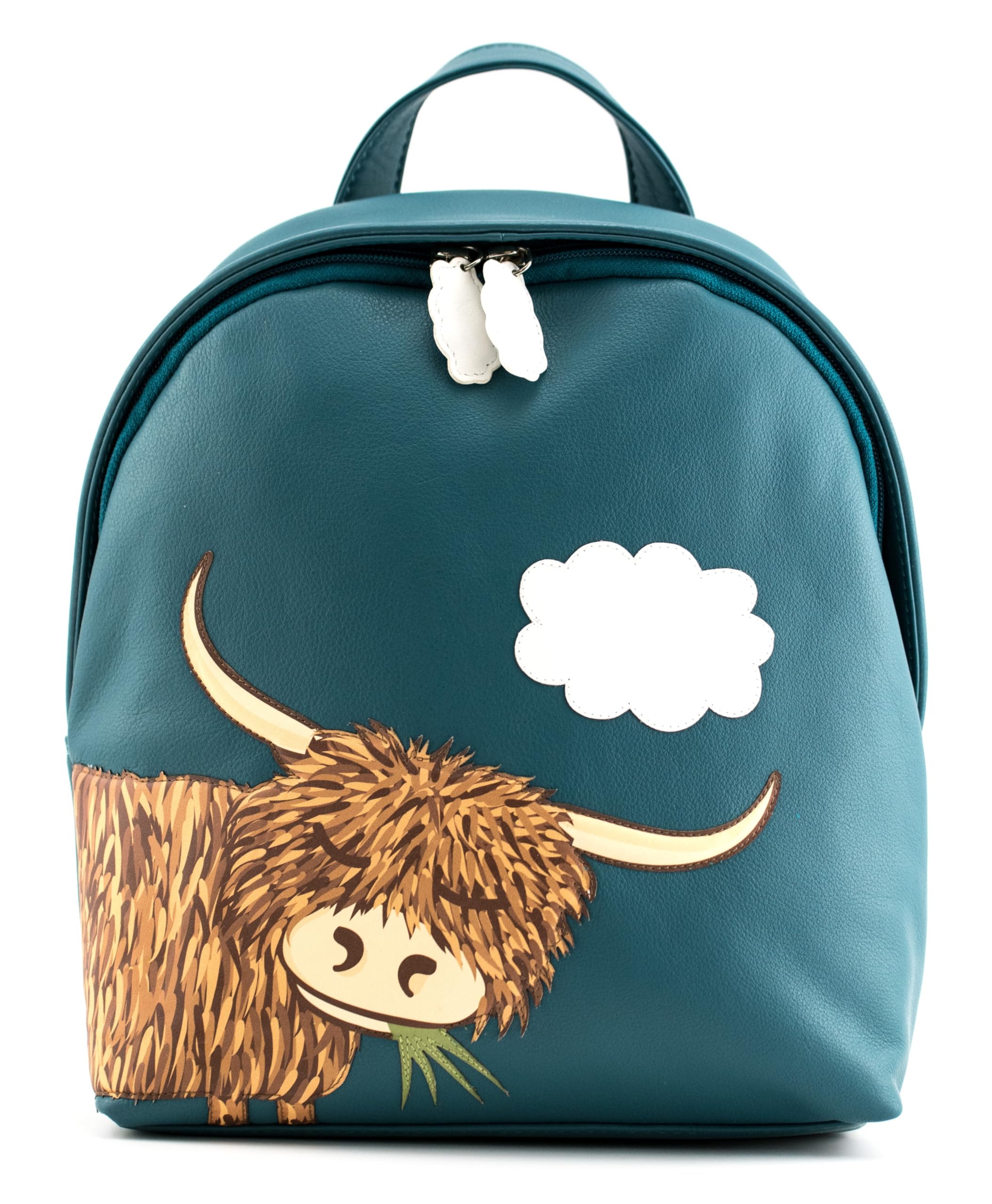 Mala Leather Bella Highland Cow Backpack 7208-33 (Teal)