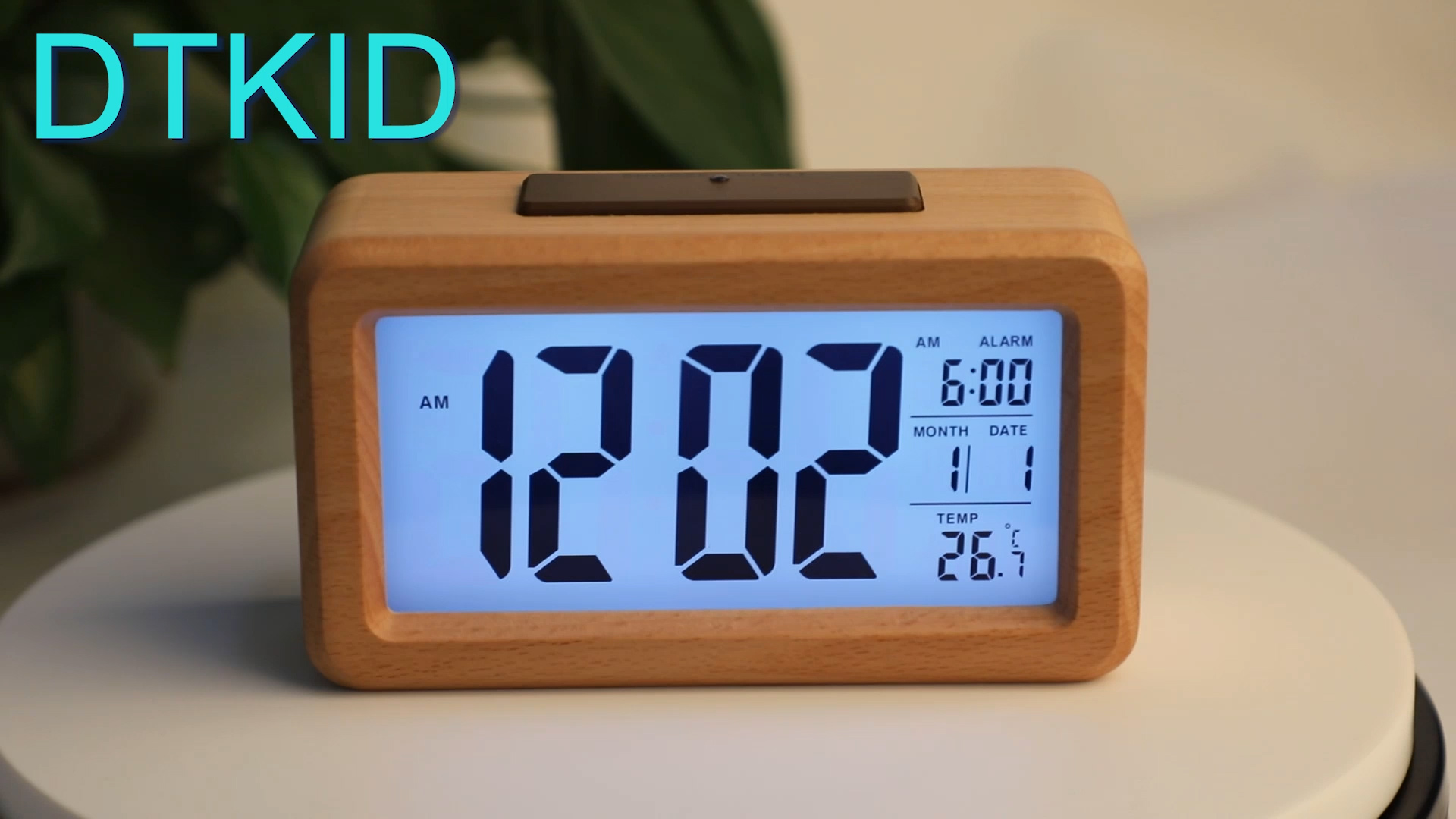 Réveil Numérique En Bois Suewidfay - Écran LCD, Affichage Température/Date, Snooze, Capteur Lumière Automatique - 3 Piles AAA