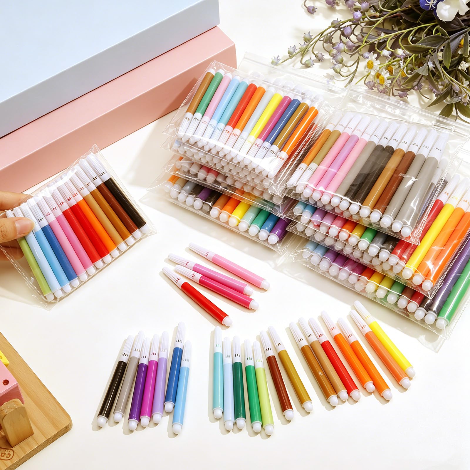 Watersay Mini-Marker, Großpackung, farbige Stifte, 8,6 cm, lebendige Farben, tragbar, kurz, farbige Marker, sortiert, mehrfarbig, Aquarell-Marker für Erwachsene, Bürobedarf (25 Farben)