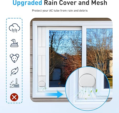 Miniatura 5 de AGPTEK Kit de ventilación de ventana para aire acondicionado portátil con manguera de 5.9 pulgadas, placas de sellado de ventana ajustables de 16.9