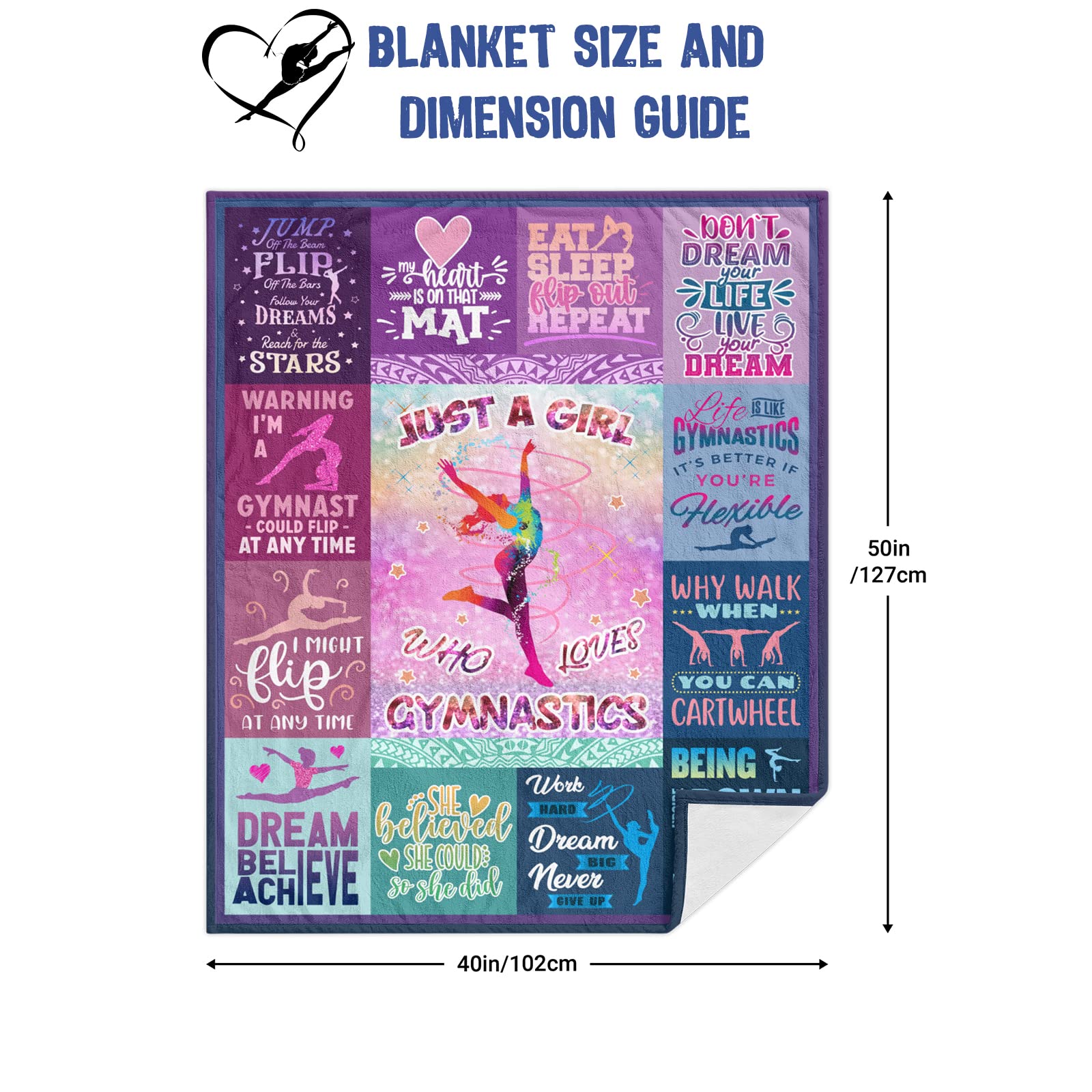 Gymnastics Gifts for Girls, Girls Gymnastics Stuff Blanket Gifts, Gymnastics Christmas Birthday Gifts Throw Blanket 50" x 40"