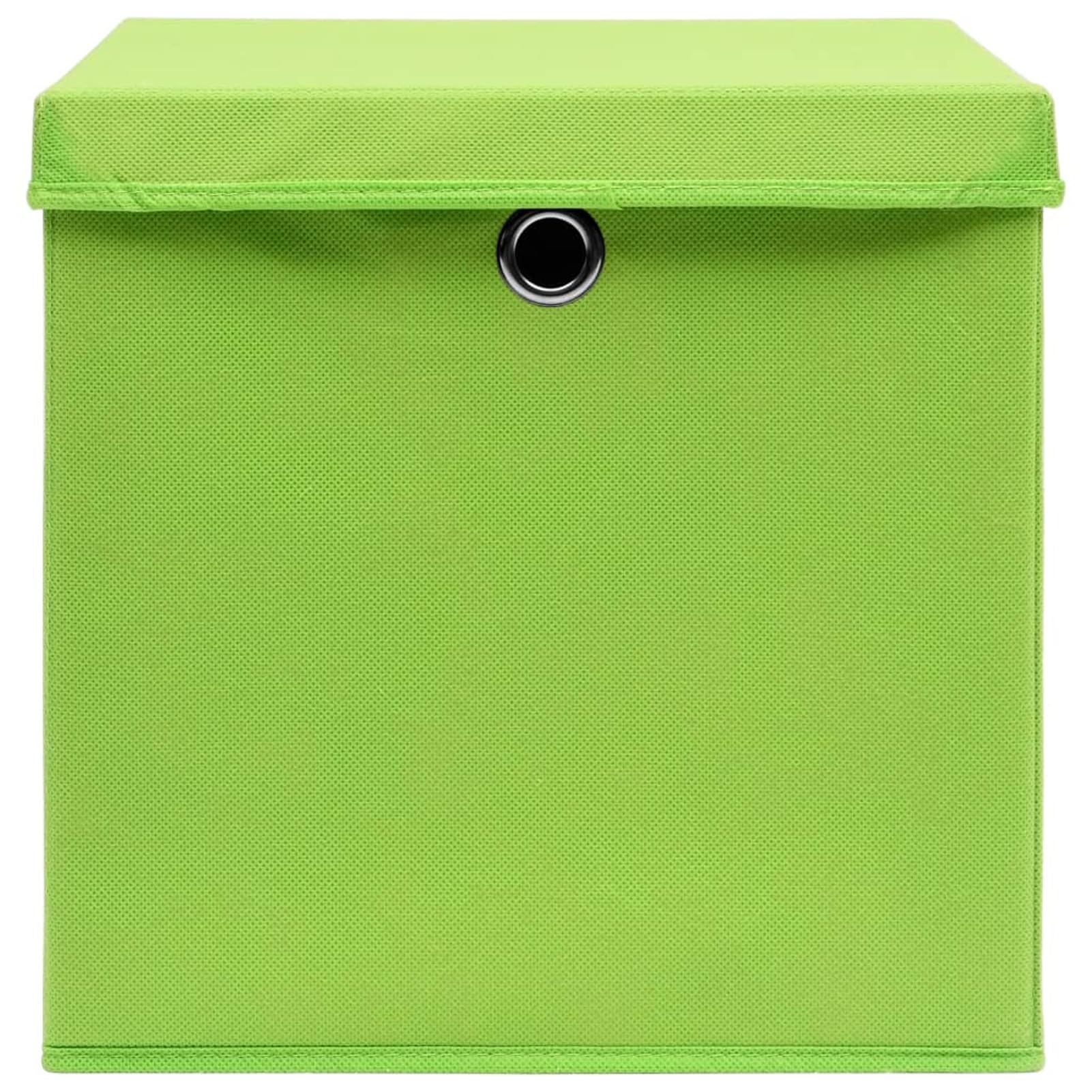 LAPOOH Aufbewahrungsboxen mit Deckel 10 STK Spielzeugkiste, Aufbewahrungskiste, Kleideraufbewahrung, Kleideraufbewahrung & Organisation, Grün 32×32×32 cm Stoff