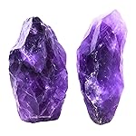 Amazing Gemstone Amethyst Raw Crystals and Healing Stones, Natural Rocks for Tumbling - DIY Raw Stones and Crystals, 2 Pieces