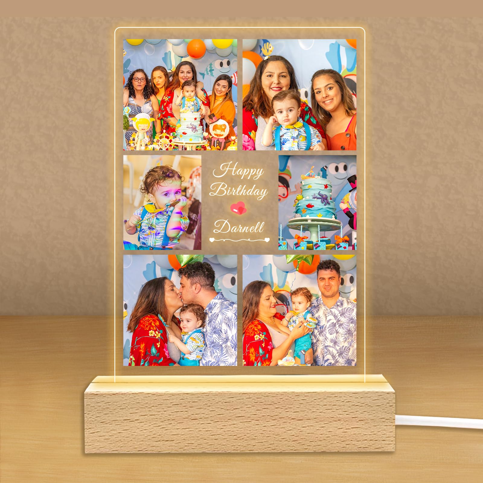 Personalized Photo Gifts for Boyfriend Girlfriend Women Couple,Custom Picture Frames Acrylic Plaque Night Light for Best Friend Birthday Gifts,Customizable Gifts for Christmas Day