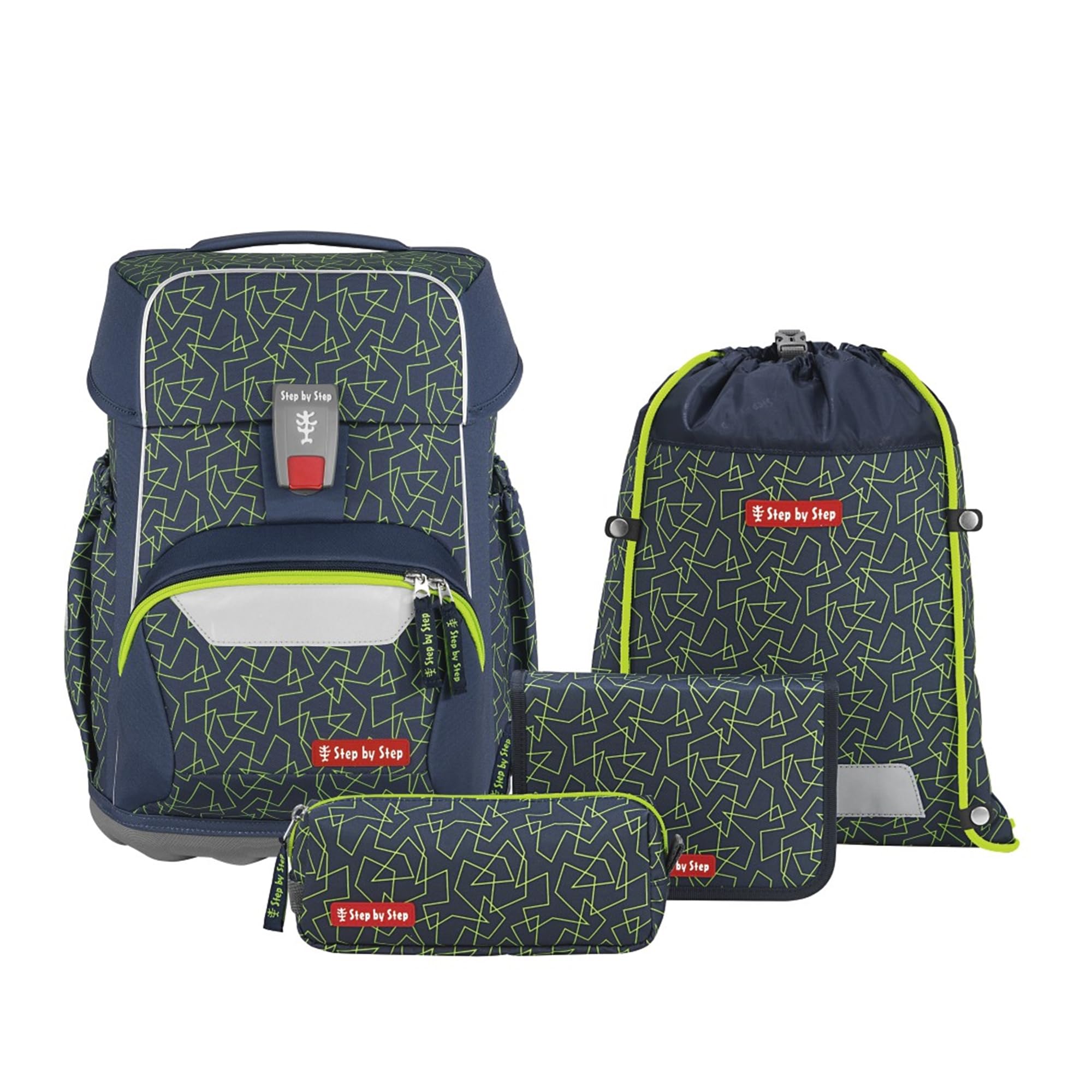 Step by Step Basis Schulranzen-Set 4-teilig Green Geometric
