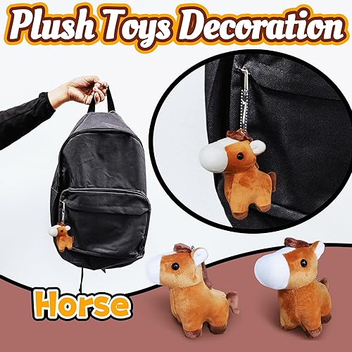 Miniatura 6 de Juguetes de peluche de caballo de peluche para niños y bebés, peluches Kawaii, muñecas de peluche de caballo suave, llaveros de peluche para niños,