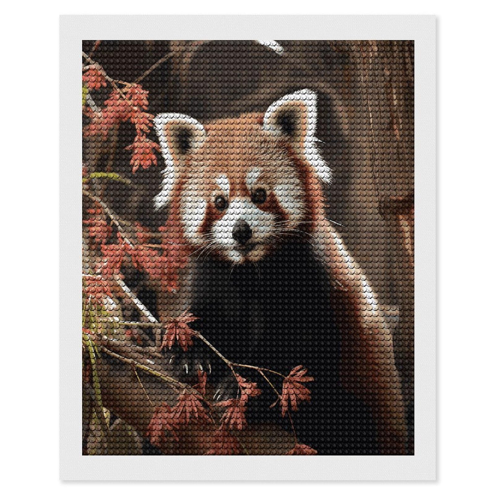 FekiLoot Red Pandas Diamond Painting Kits for Beginners DIY Diamond Art Kits for Adults Full Drill Round Diamond Dot Gem Art Painting Fun DIY Crafts for Home Kitchen Wall Decor Gift 16"x20"